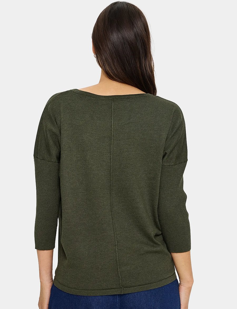Saint Tropez - A2561, MilaSZ R-Neck Pullover - pullover - army green melange - 4