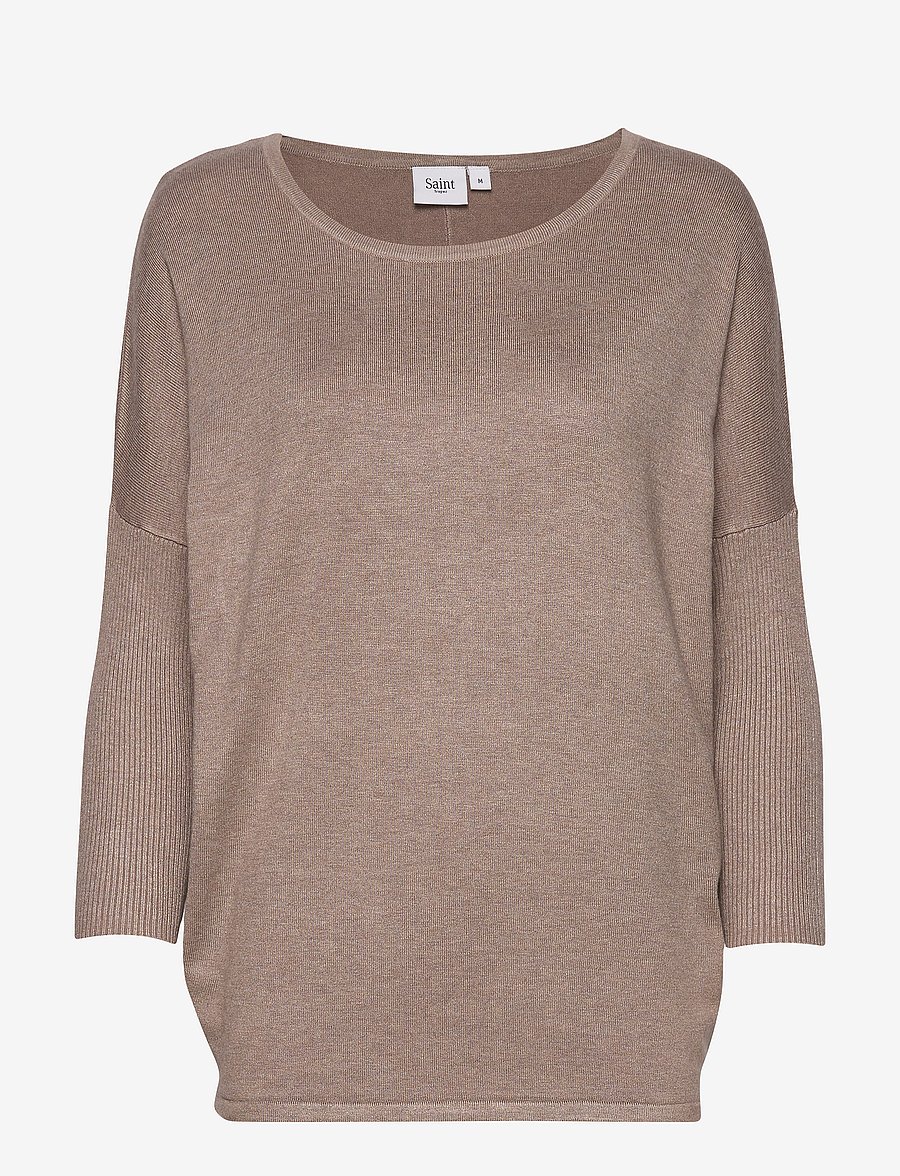 Saint Tropez - A2561, MilaSZ R-Neck Pullover - striktrøjer - atmos melange - 1