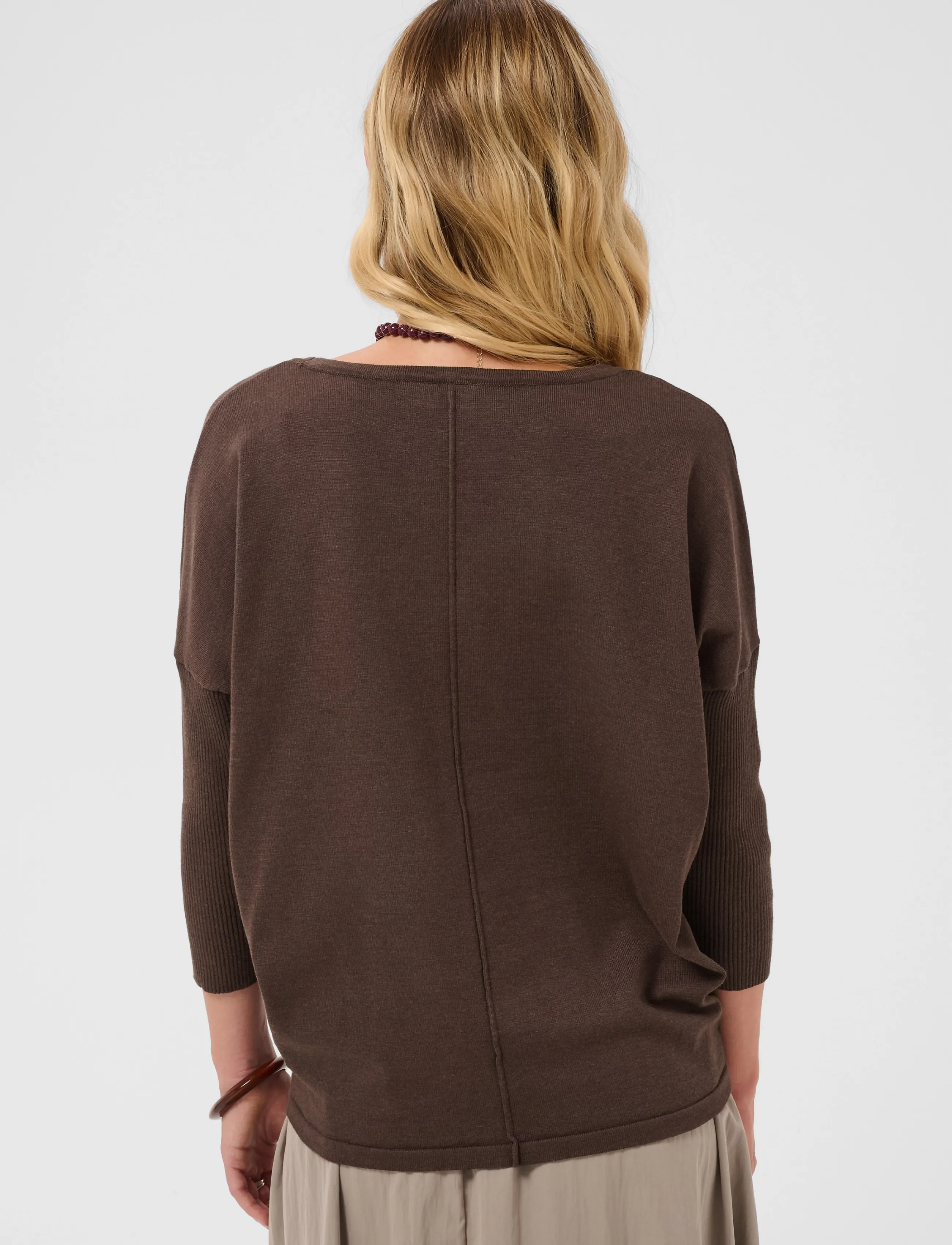 Saint Tropez - A2561, MilaSZ R-Neck Pullover - jumpers - bracken melange - 3