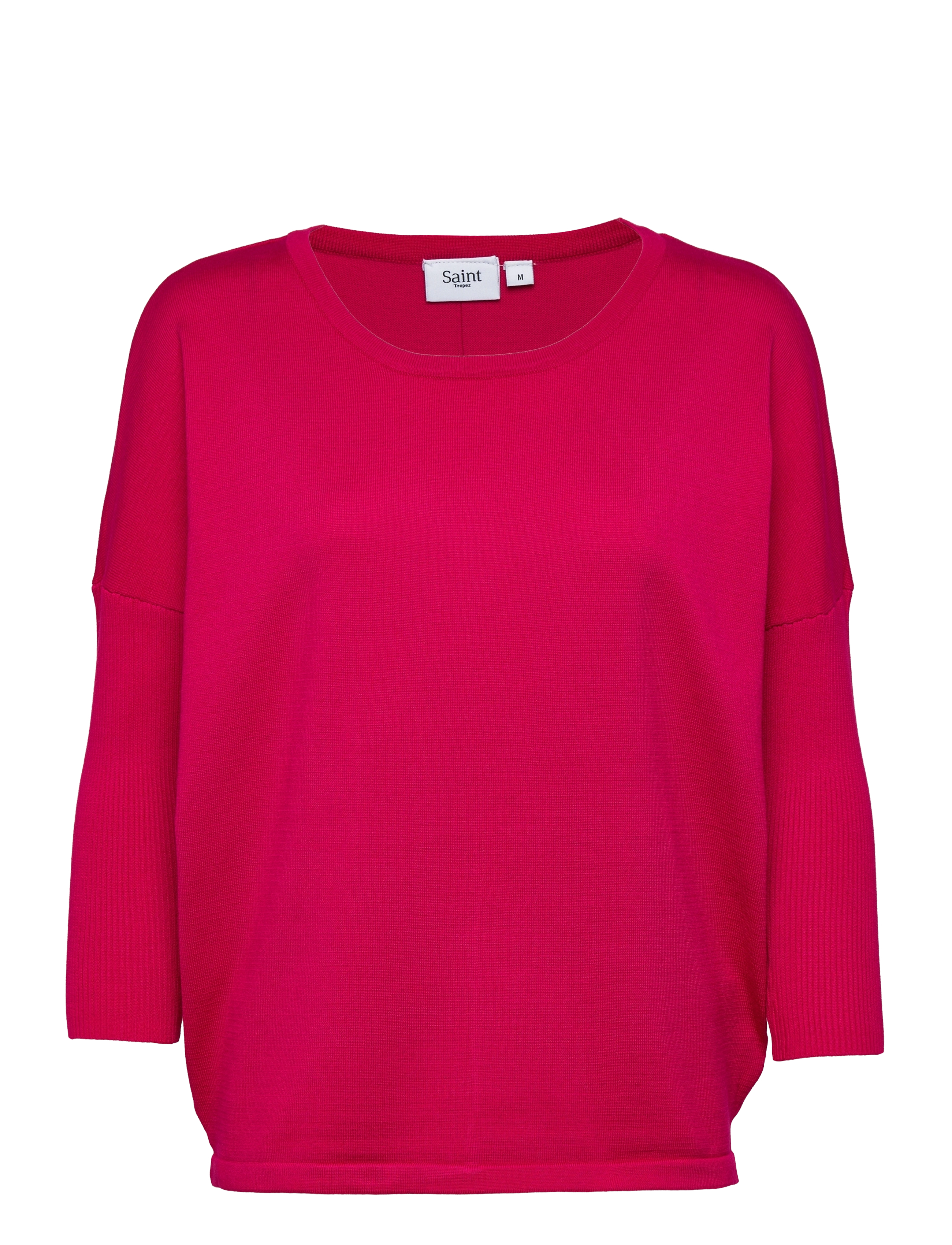 Saint Tropez - A2561, MilaSZ R-Neck Pullover - laveste priser - bright rose - 1