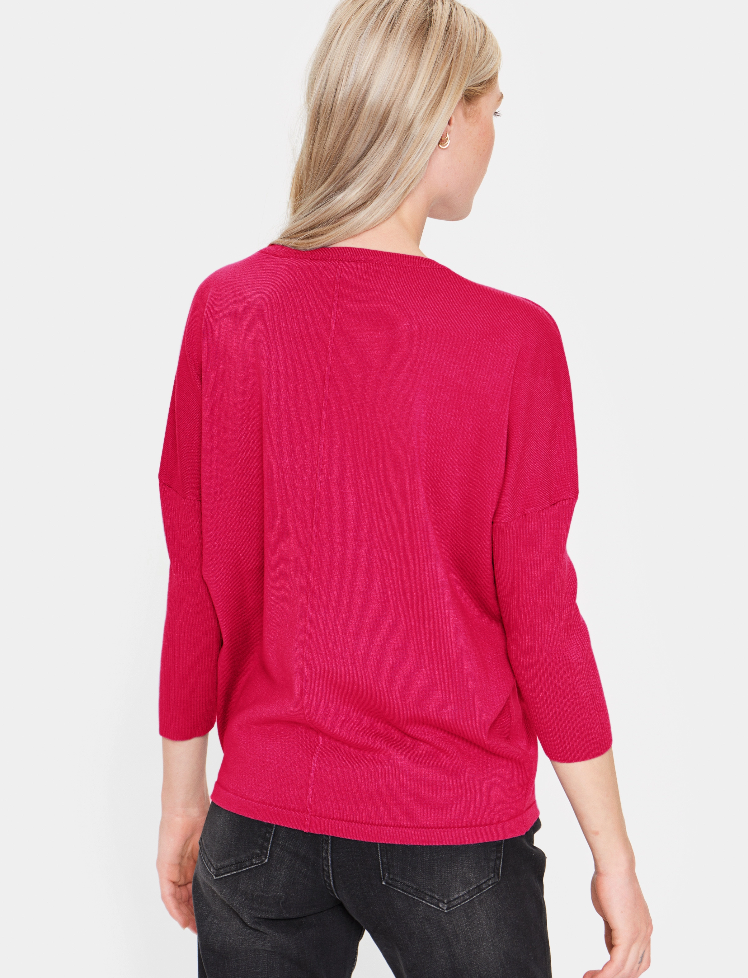 Saint Tropez - A2561, MilaSZ R-Neck Pullover - laveste priser - bright rose - 4