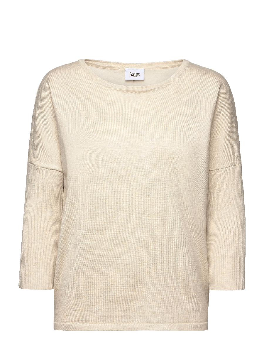 Saint Tropez - A2561, MilaSZ R-Neck Pullover - kampsunid - brown rice melange - 1