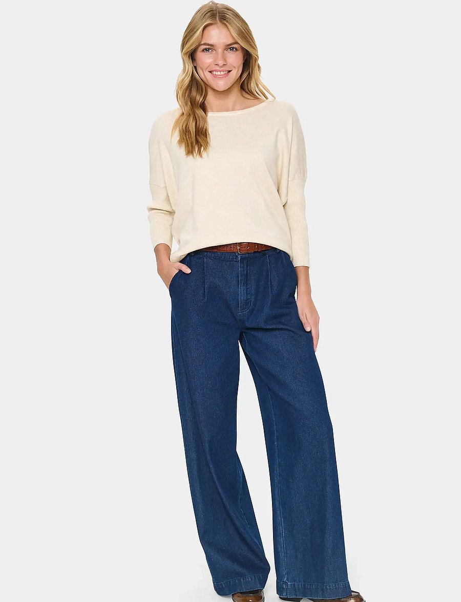 Saint Tropez - A2561, MilaSZ R-Neck Pullover - pullover - brown rice melange - 3