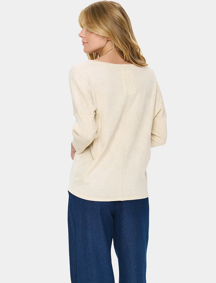 Saint Tropez - A2561, MilaSZ R-Neck Pullover - pullover - brown rice melange - 4