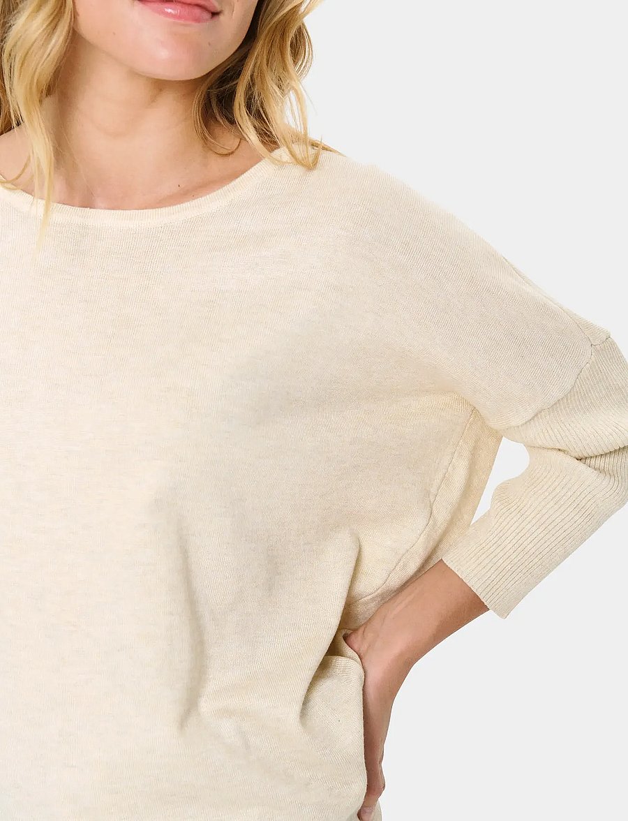 Saint Tropez - A2561, MilaSZ R-Neck Pullover - pullover - brown rice melange - 5