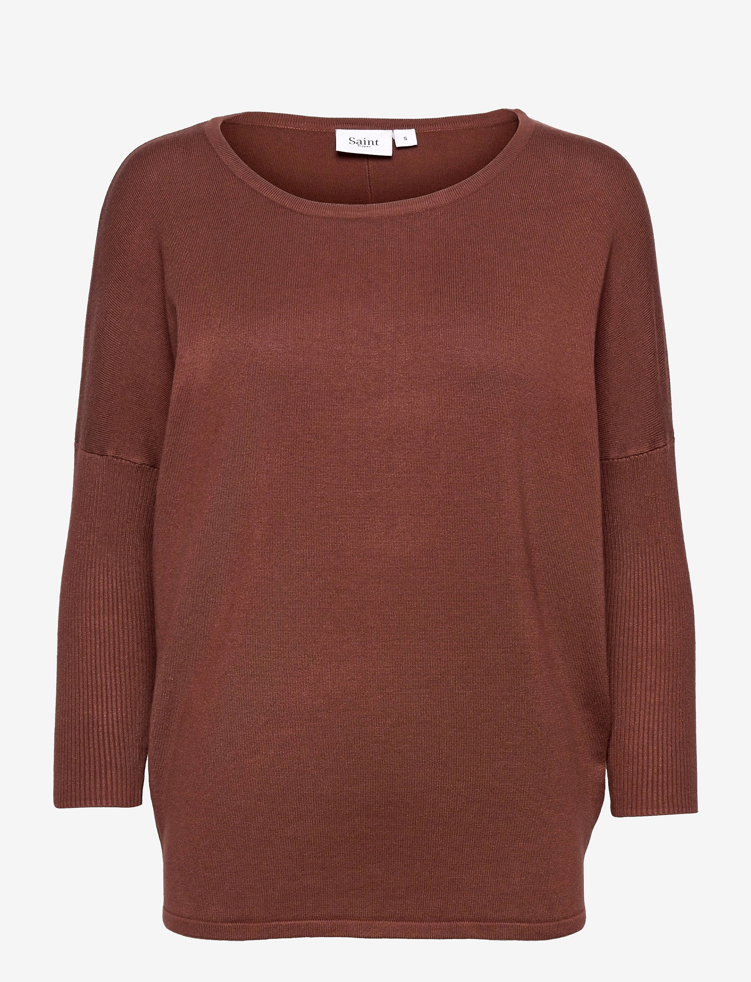 Saint Tropez - A2561, MilaSZ R-Neck Pullover - lägsta priserna - cinnamon - 1