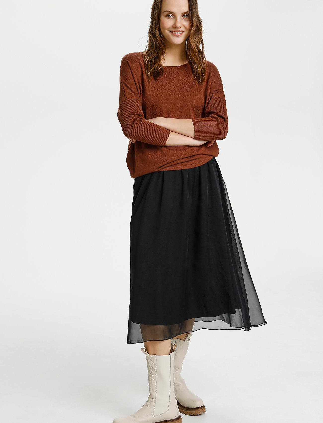 Saint Tropez - A2561, MilaSZ R-Neck Pullover - lägsta priserna - cinnamon - 3