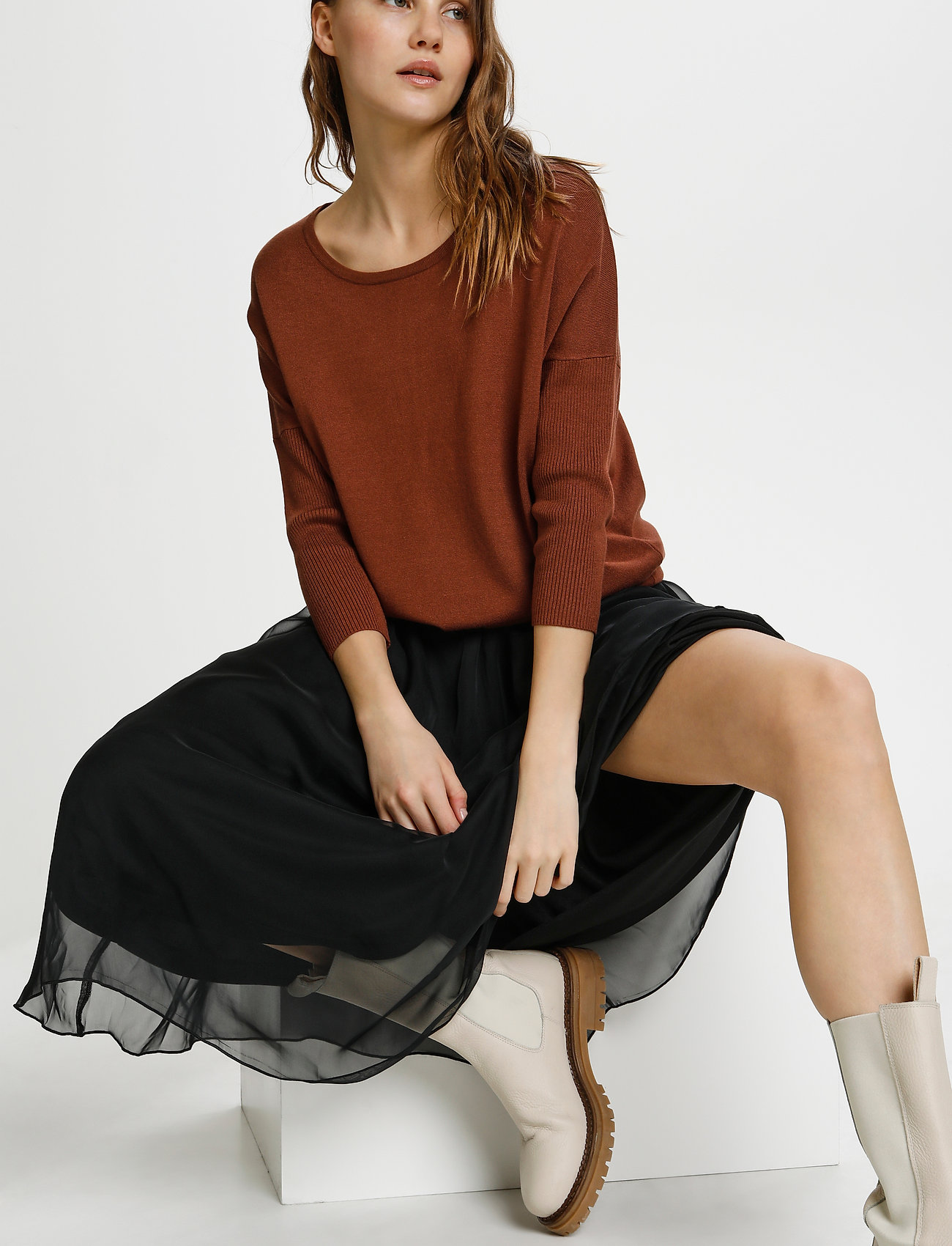 Saint Tropez - A2561, MilaSZ R-Neck Pullover - lägsta priserna - cinnamon - 5