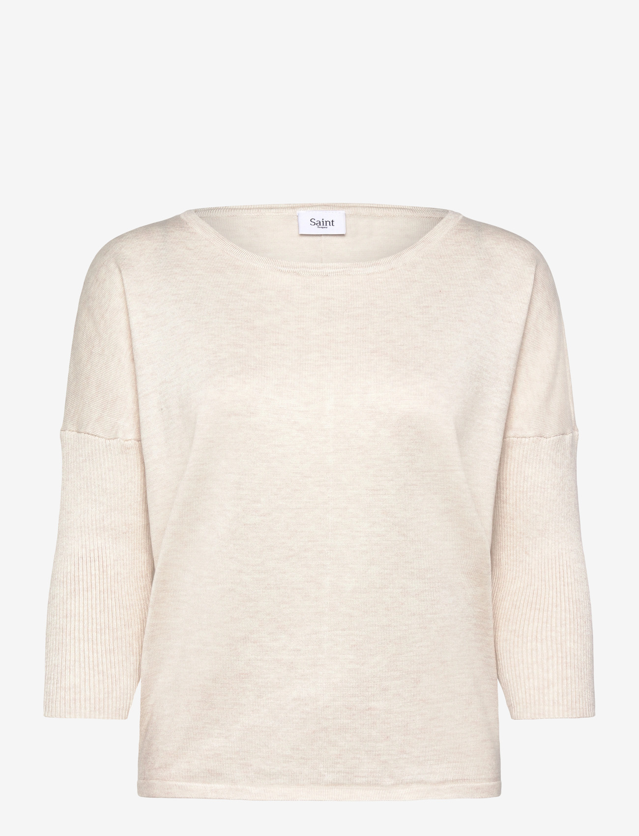 Saint Tropez - A2561, MilaSZ R-Neck Pullover - stickade tröjor - fog melange - 0