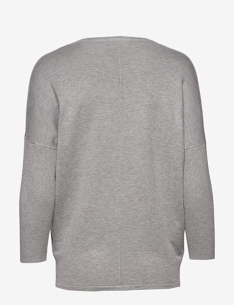 Saint Tropez - A2561, MilaSZ R-Neck Pullover - striktrøjer - pearl grey mel - 2
