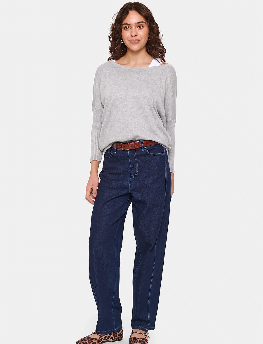 Saint Tropez - A2561, MilaSZ R-Neck Pullover - striktrøjer - pearl grey mel - 3