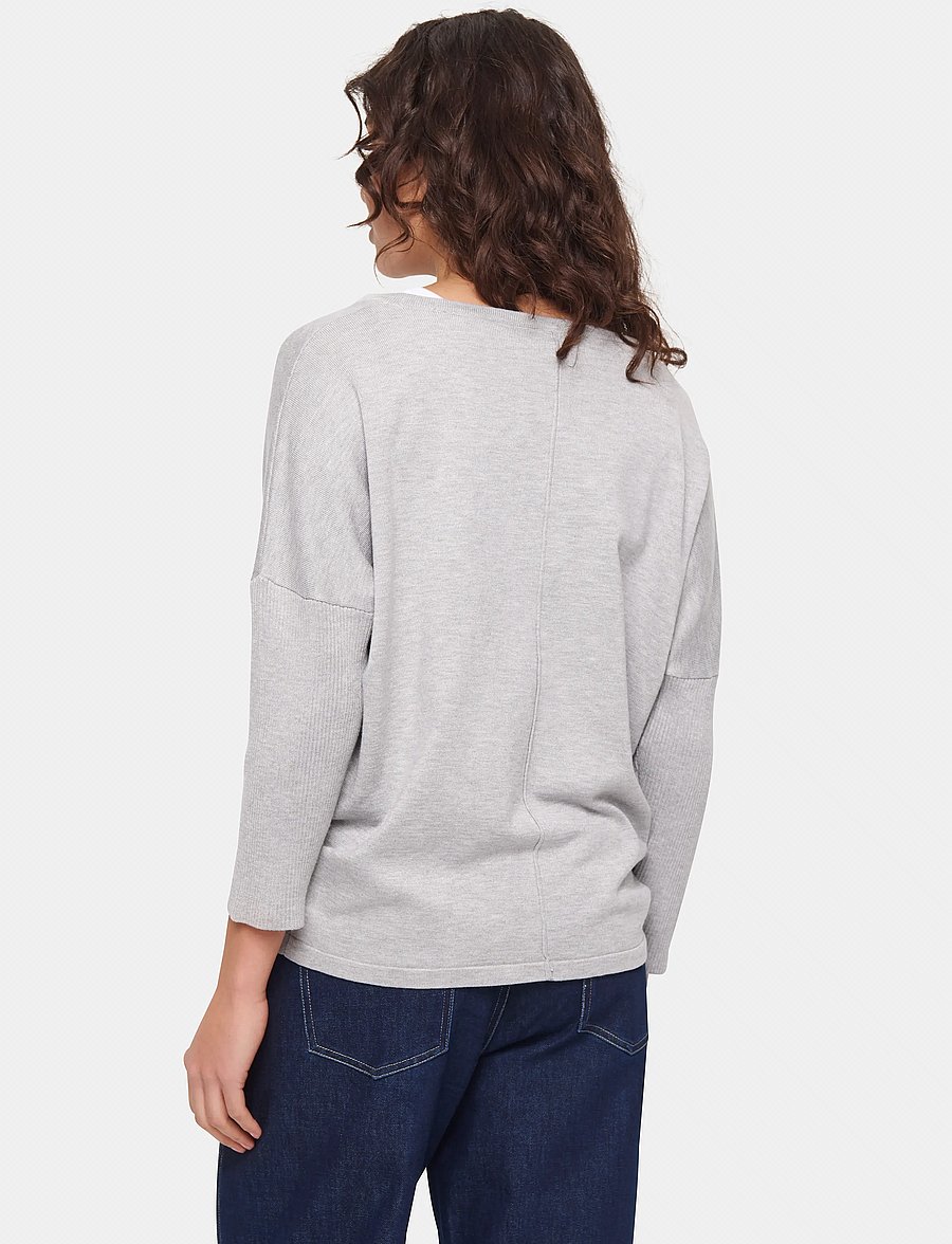 Saint Tropez - A2561, MilaSZ R-Neck Pullover - striktrøjer - pearl grey mel - 4