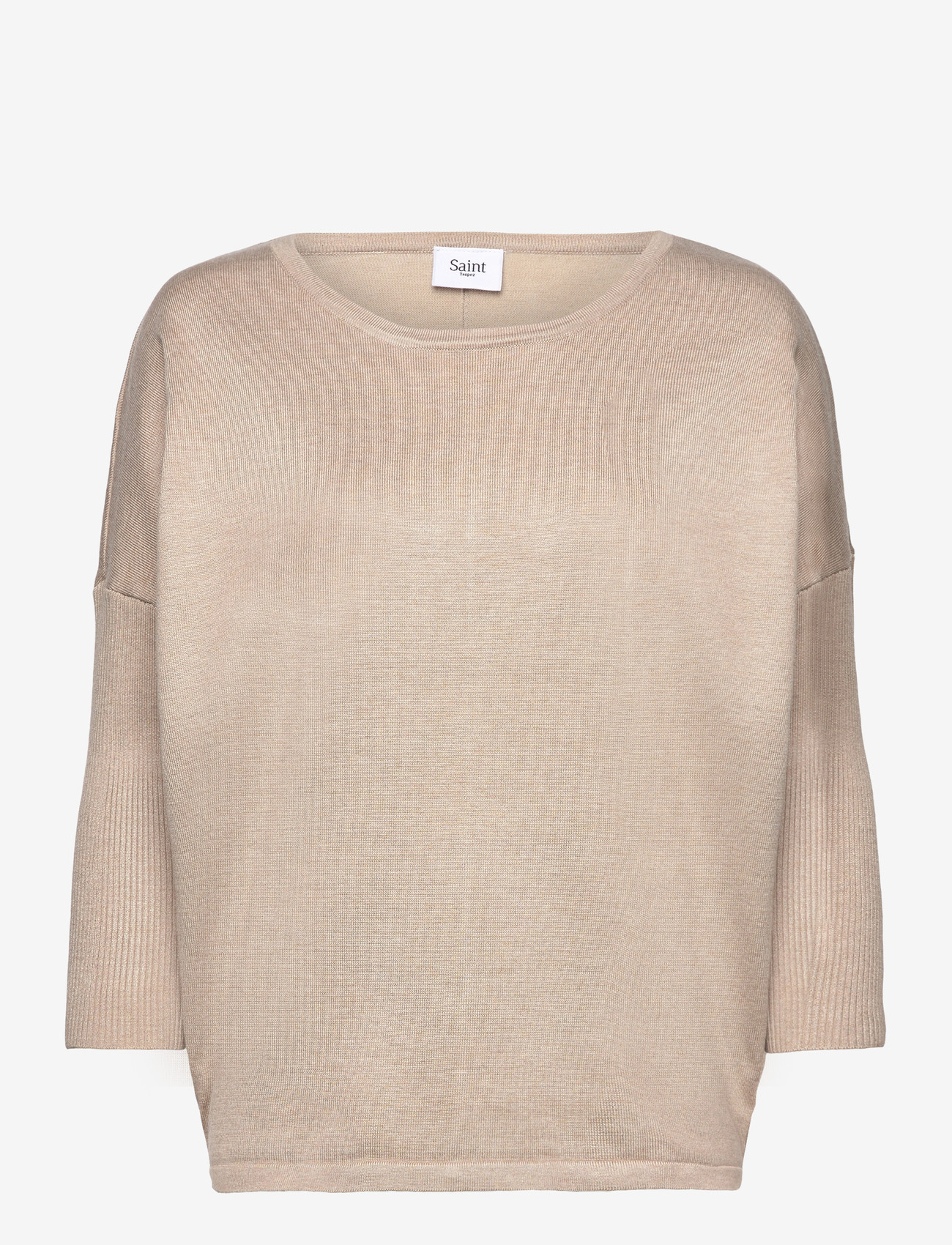 Saint Tropez - A2561, MilaSZ R-Neck Pullover - neulepuserot - plaza taupe melange - 0