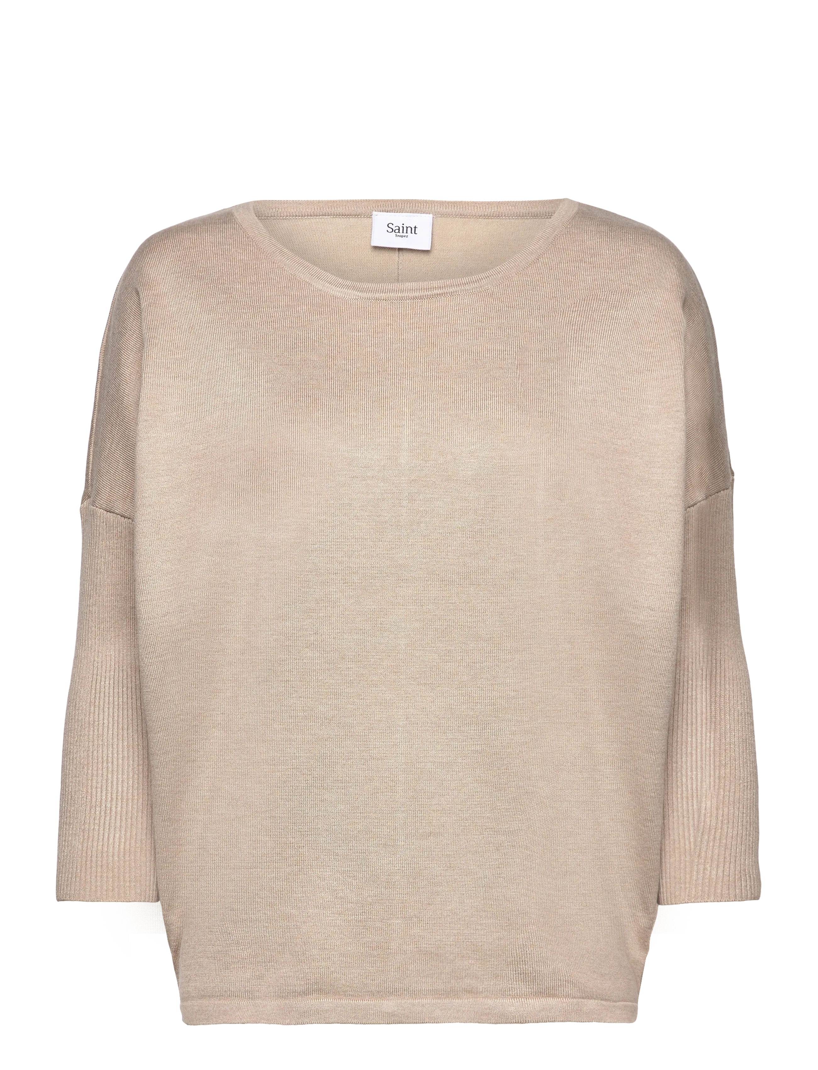 Saint Tropez A2561, MilaSZ R-Neck Pullover - Riided - PLAZA TAUPE MELANGE / beige
