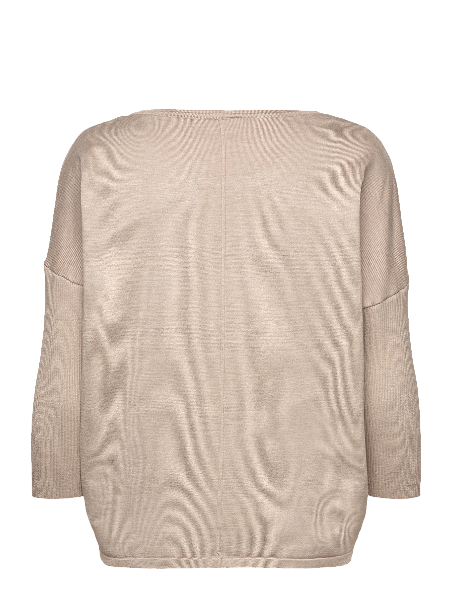 Saint Tropez - A2561, MilaSZ R-Neck Pullover - stickade tröjor - plaza taupe melange - 1