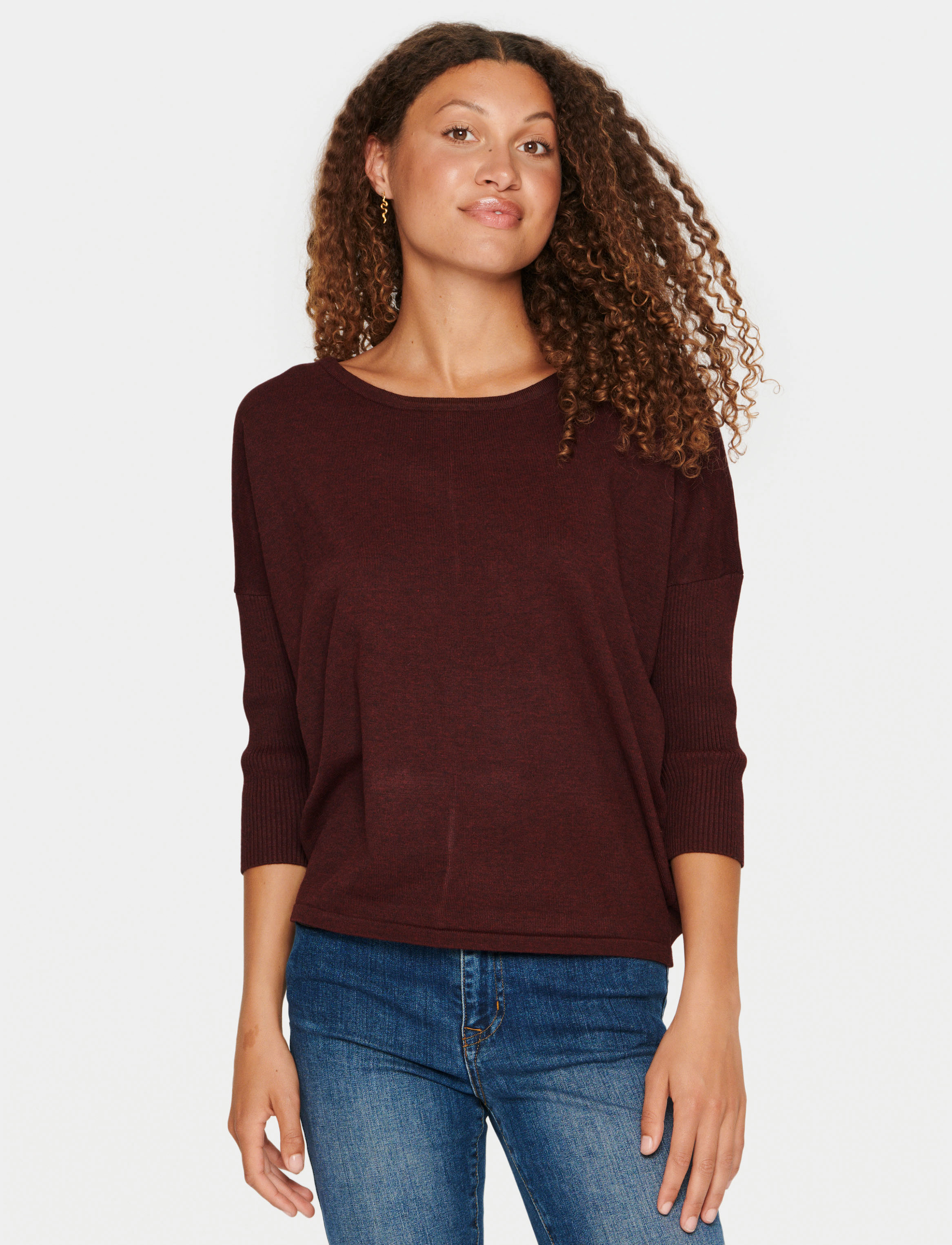 Saint Tropez - A2561, MilaSZ R-Neck Pullover - herbstliche kleidung - tawny port melange - 0