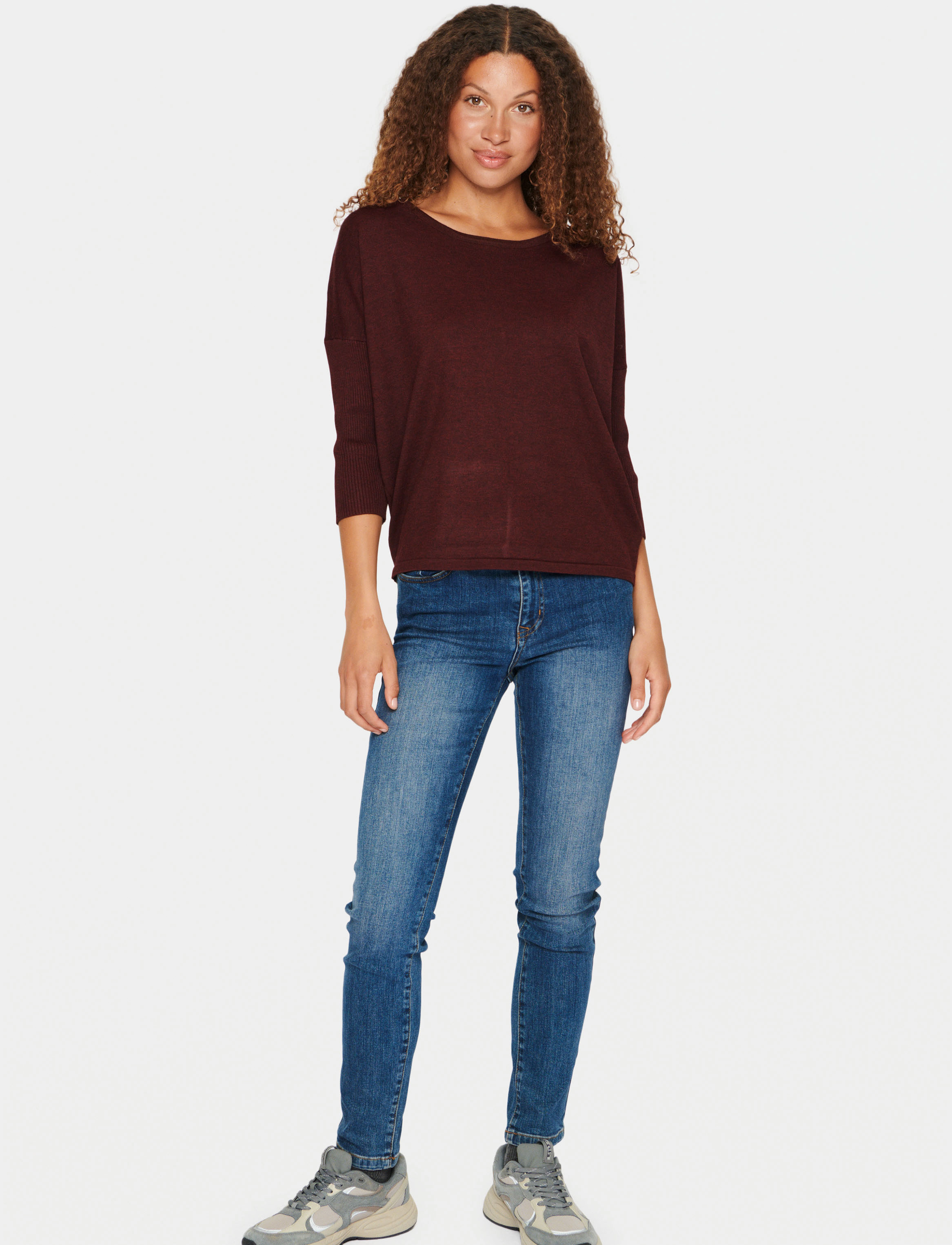 Saint Tropez - A2561, MilaSZ R-Neck Pullover - herbstliche kleidung - tawny port melange - 3