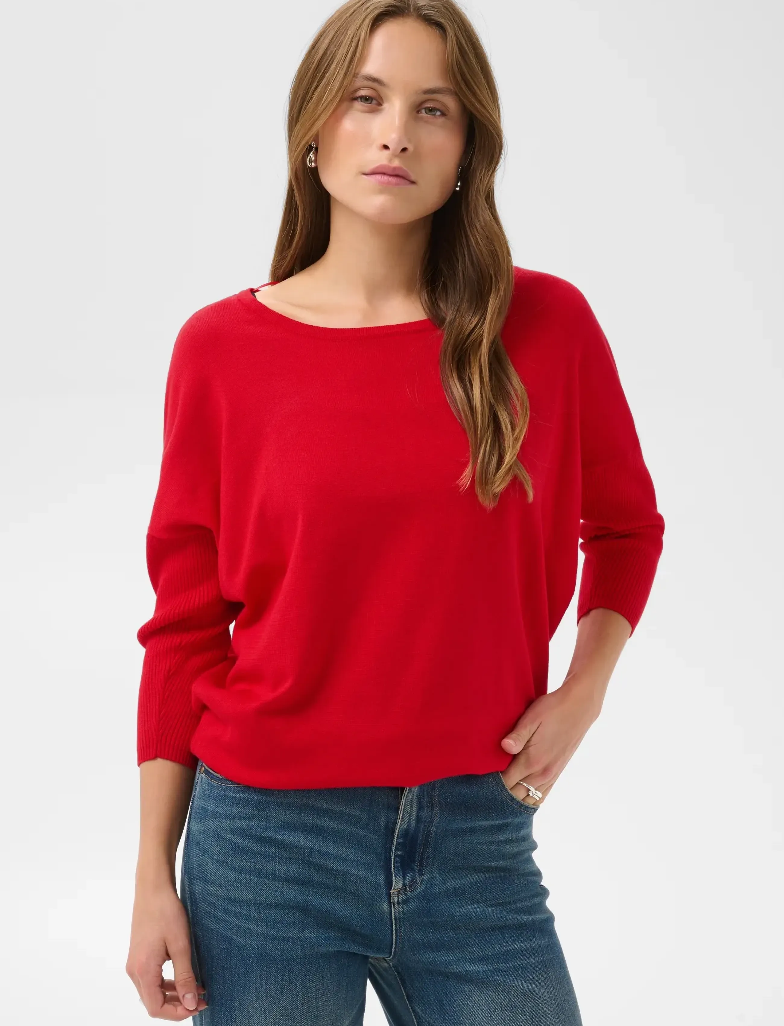Saint Tropez - A2561, MilaSZ R-Neck Pullover - herbstliche kleidung - true red - 0