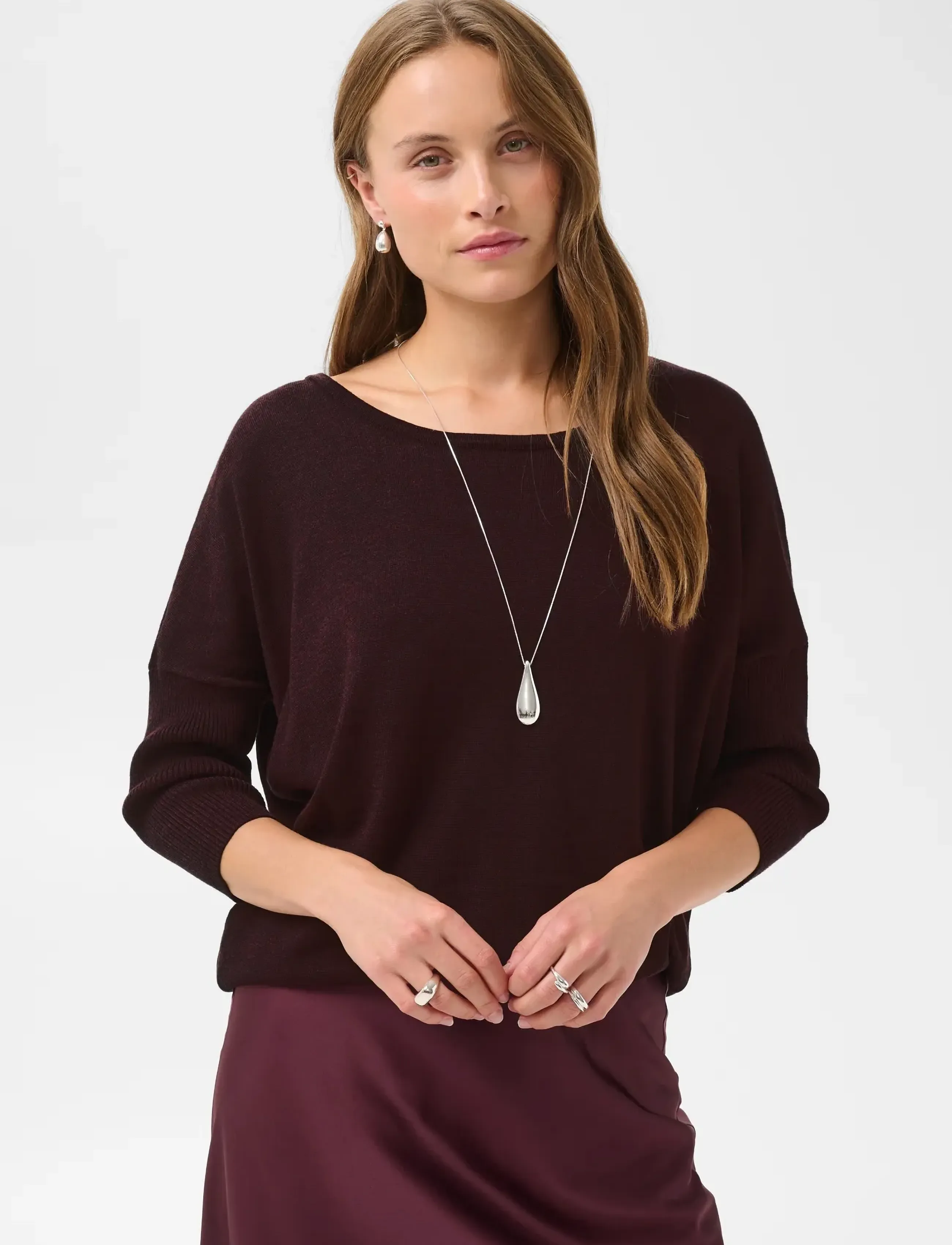 Saint Tropez - A2561, MilaSZ R-Neck Pullover - pullover - winetasting melange - 0