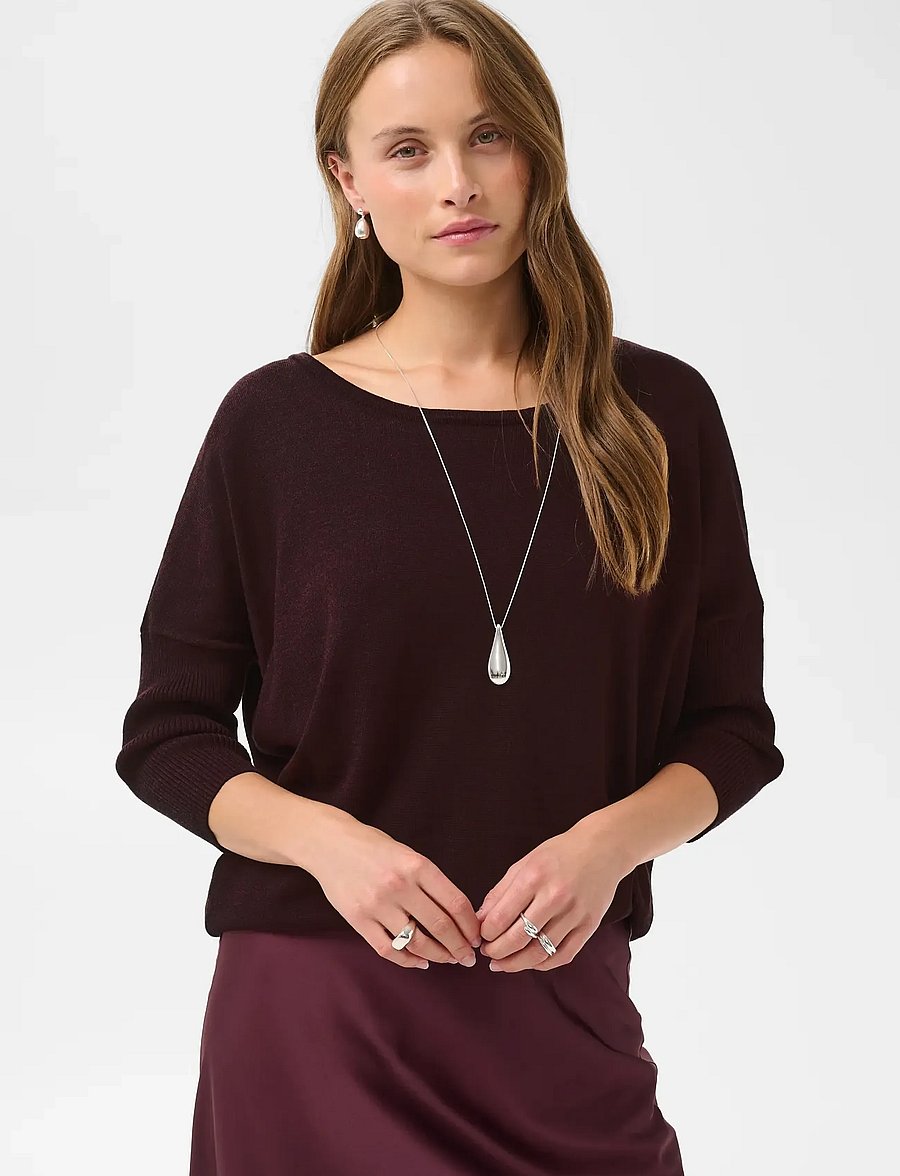 Saint Tropez - A2561, MilaSZ R-Neck Pullover - pullover - winetasting melange - 0