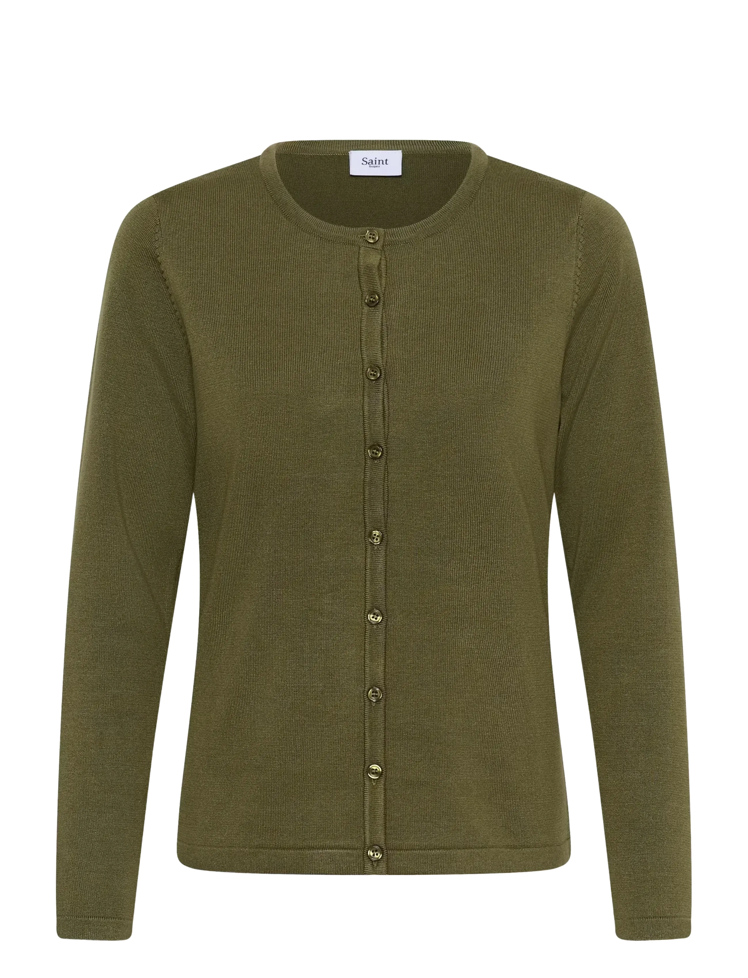 Saint Tropez A8661, MilaSZ R-Neck Cardigan - Tøj - FOUR LEAF CLOVER MELANGE / green