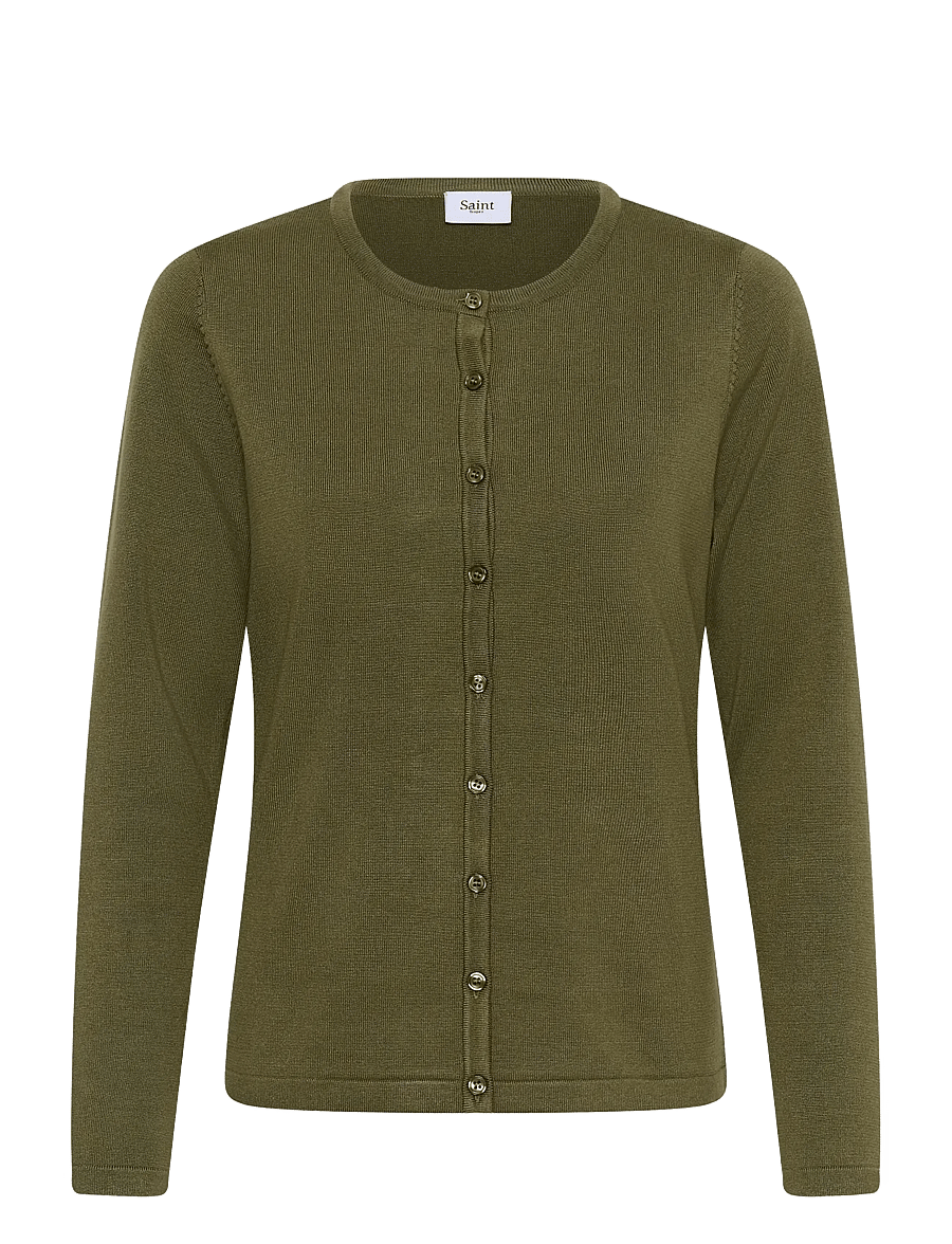 Saint Tropez - A8661, MilaSZ R-Neck Cardigan - cardigans - four leaf clover melange - 1