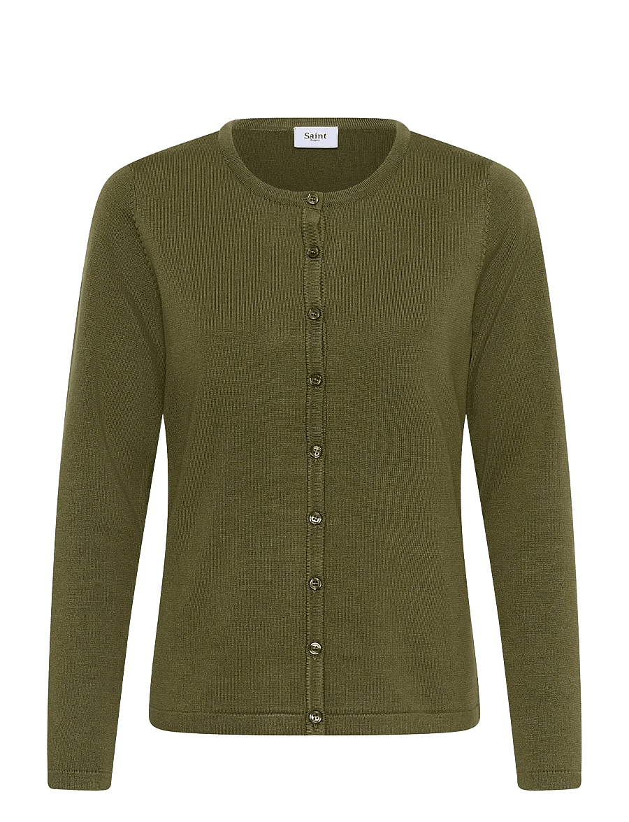 Saint Tropez - A8661, MilaSZ R-Neck Cardigan - cardigans - four leaf clover melange - 1