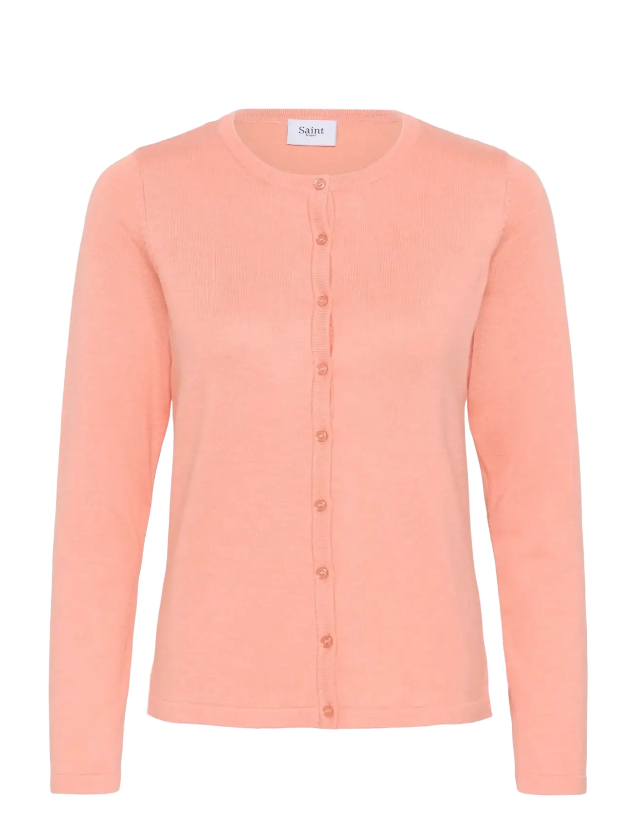 Saint Tropez A8661, MilaSZ R-Neck Cardigan - Saint Tropez - BLOOMING DAHLIA MELANGE / coral