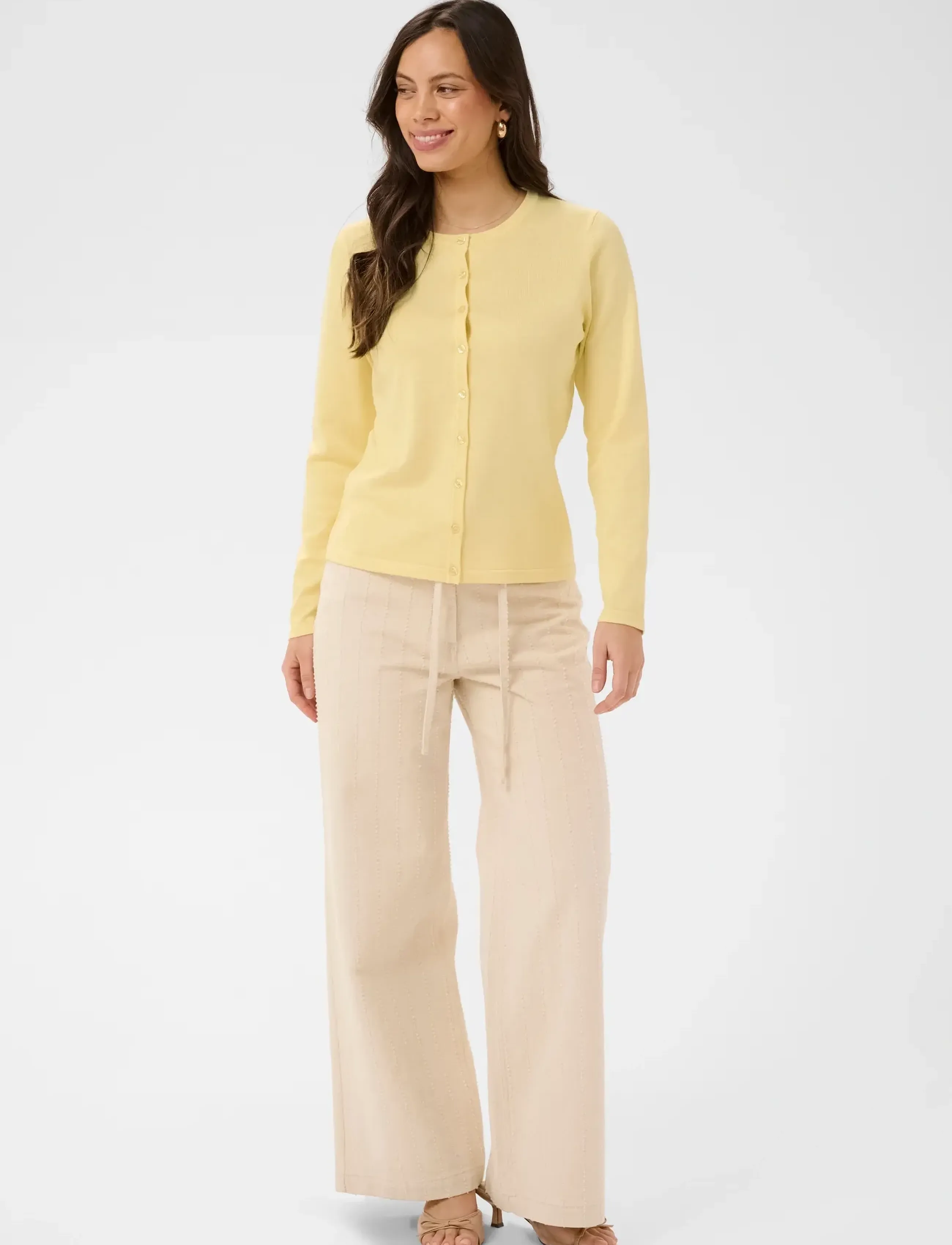 Saint Tropez - A8661, MilaSZ R-Neck Cardigan - cardigans - pineapple slice melange - 3