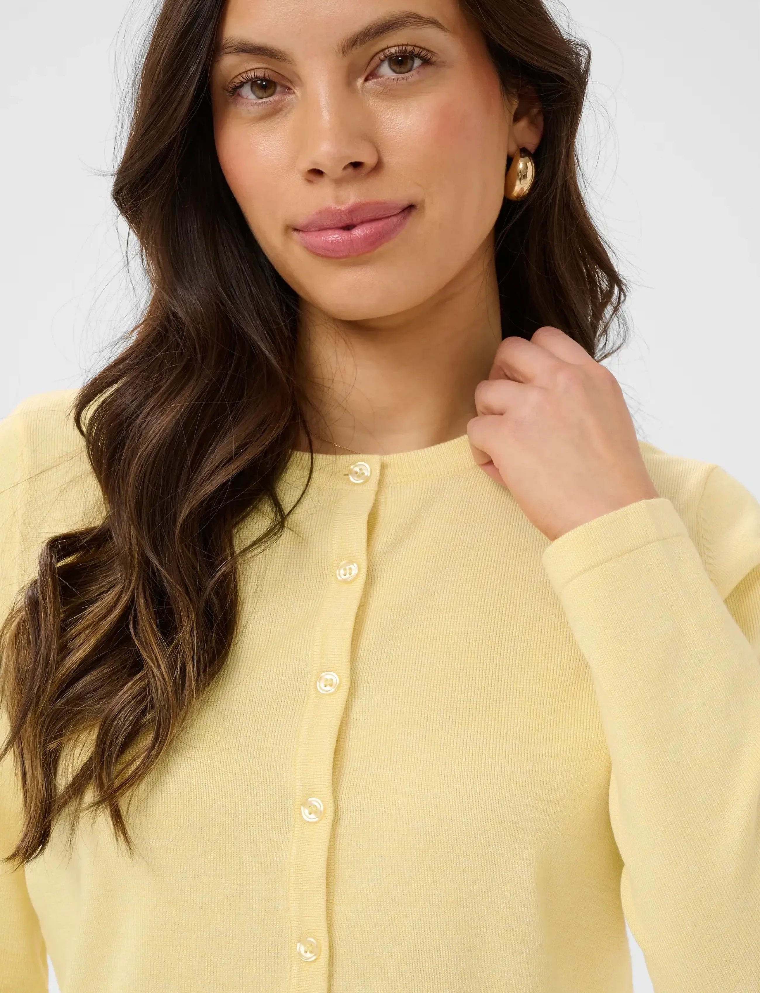 Saint Tropez - A8661, MilaSZ R-Neck Cardigan - cardigans - pineapple slice melange - 5