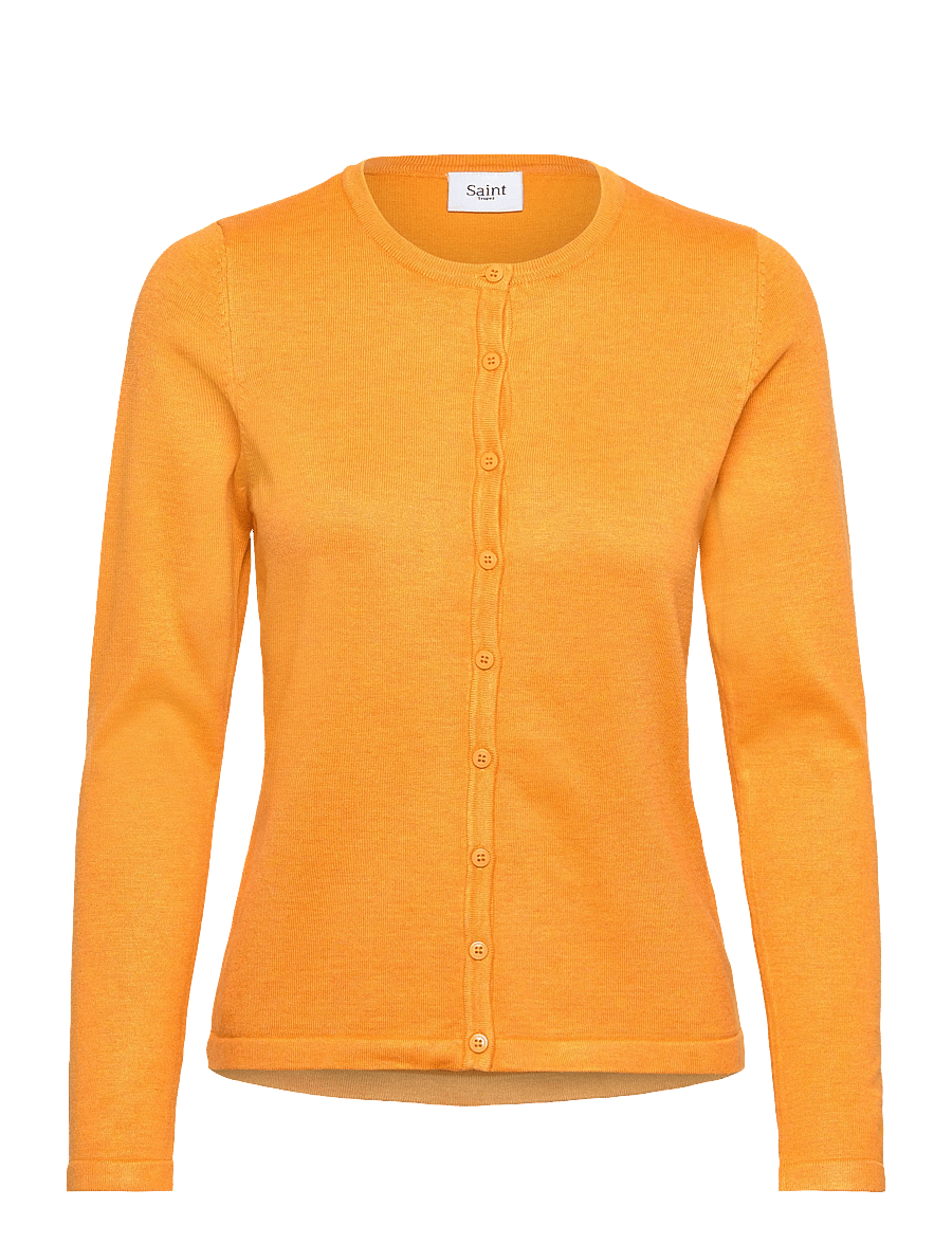 Saint Tropez - A8661, MilaSZ R-Neck Cardigan - cardigans - apricot melange - 0