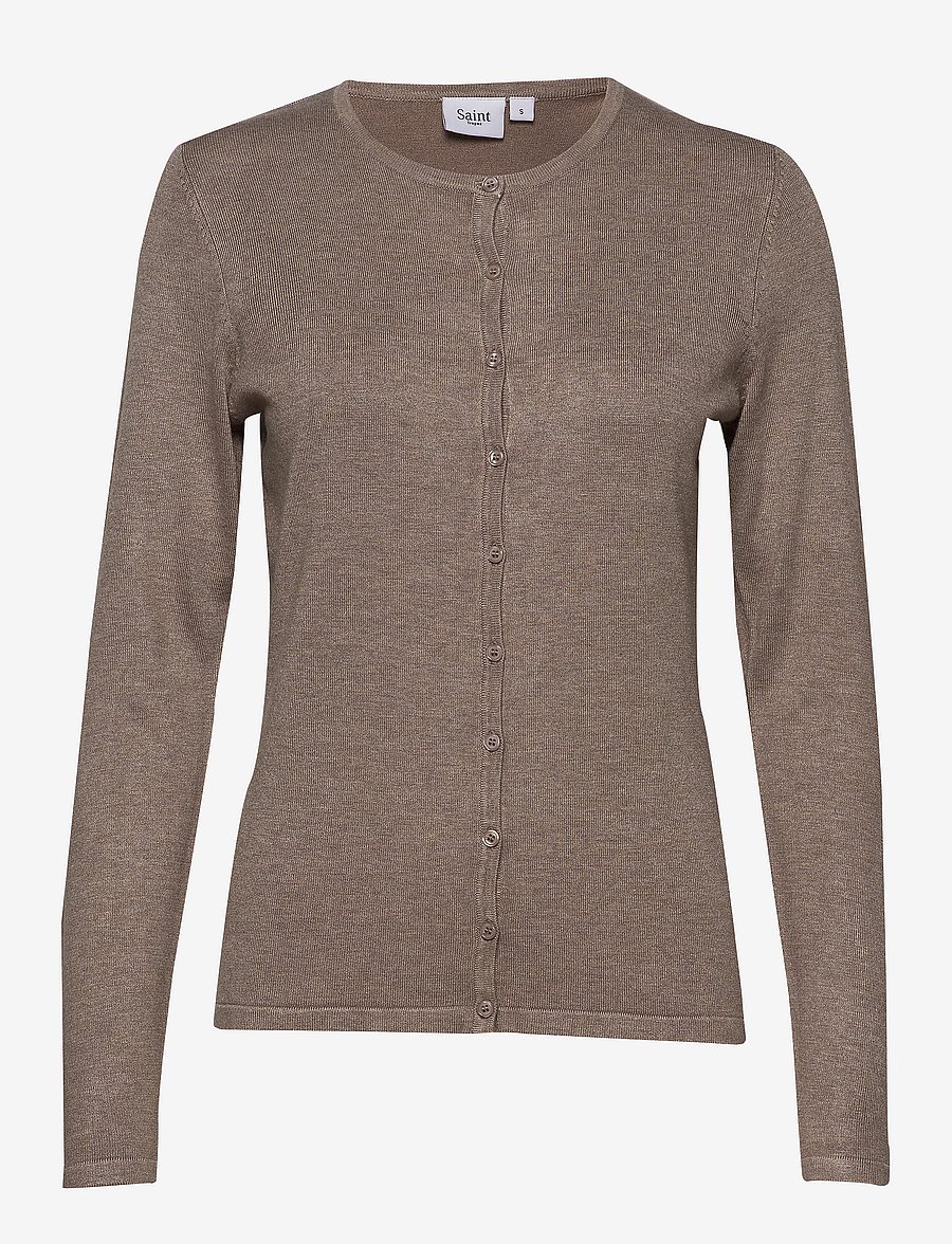 Saint Tropez - A8661, MilaSZ R-Neck Cardigan - strickjacken - atmos melange - 1