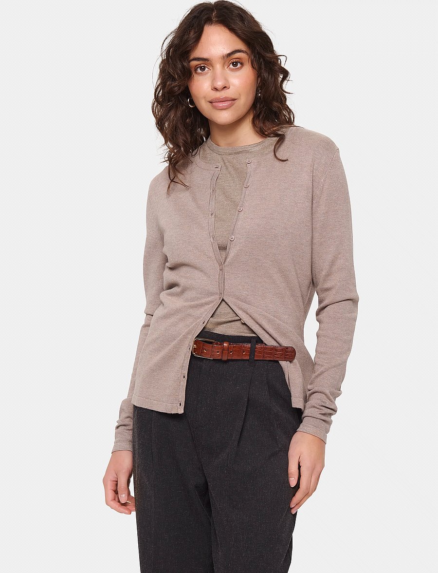Saint Tropez - A8661, MilaSZ R-Neck Cardigan - strickjacken - atmos melange - 0