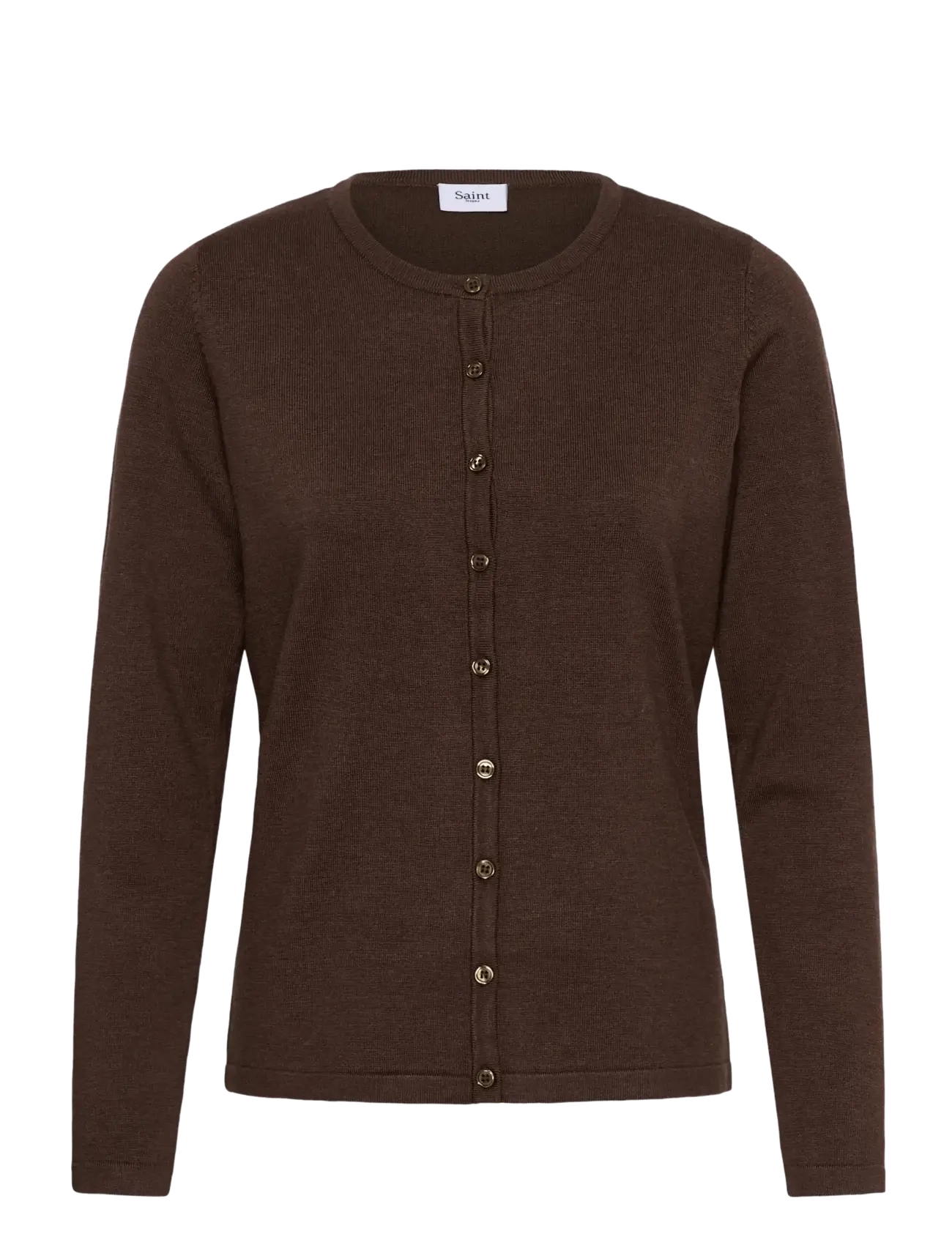 Saint Tropez A8661, MilaSZ R-Neck Cardigan - Clothing - BRACKEN MELANGE / brown