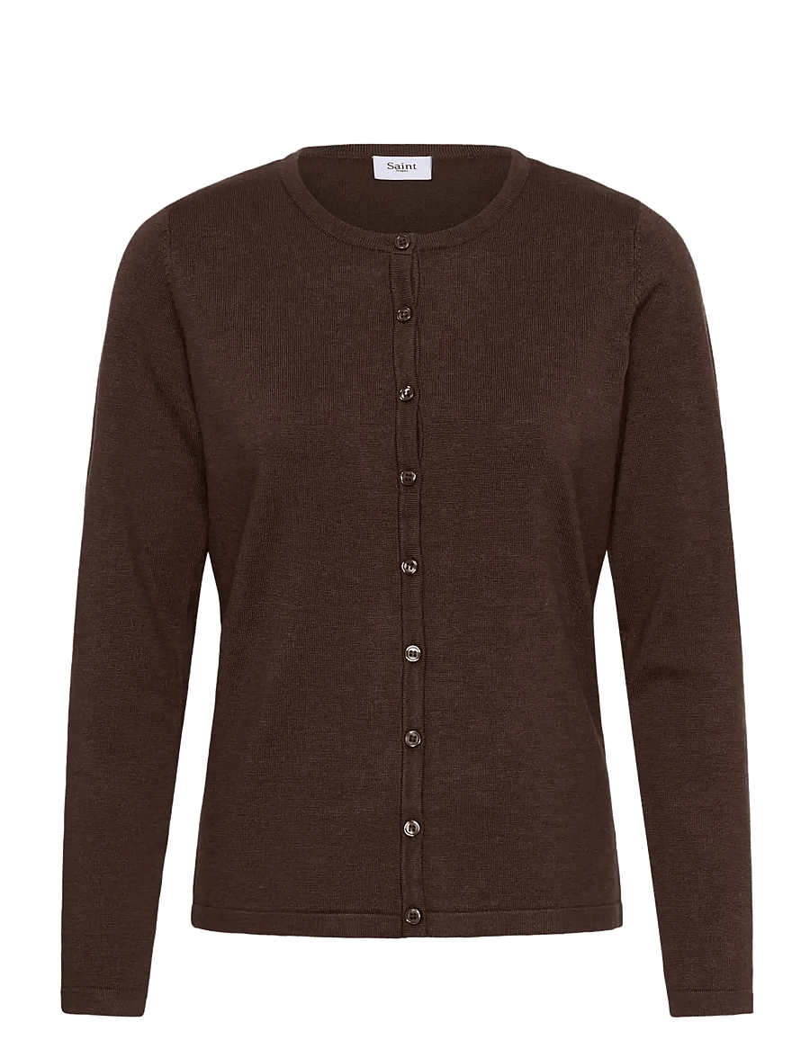 Saint Tropez - A8661, MilaSZ R-Neck Cardigan - strickjacken - bracken melange - 1