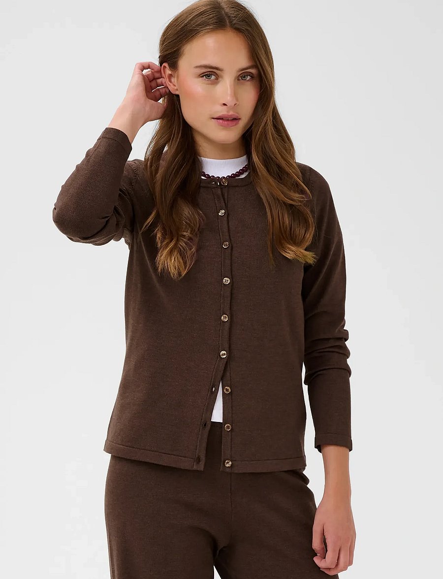 Saint Tropez - A8661, MilaSZ R-Neck Cardigan - strickjacken - bracken melange - 0