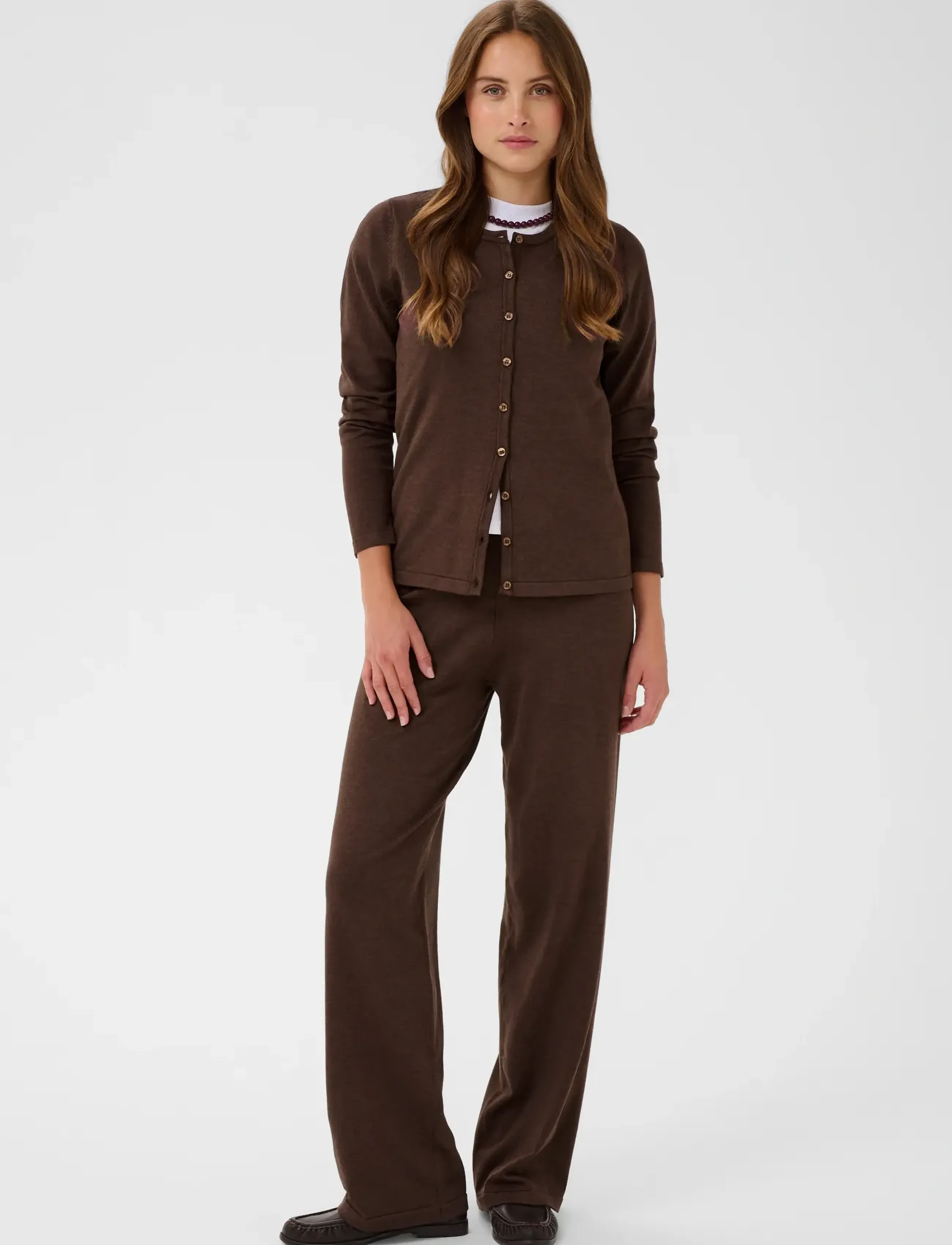 Saint Tropez - A8661, MilaSZ R-Neck Cardigan - cardigans - bracken melange - 3
