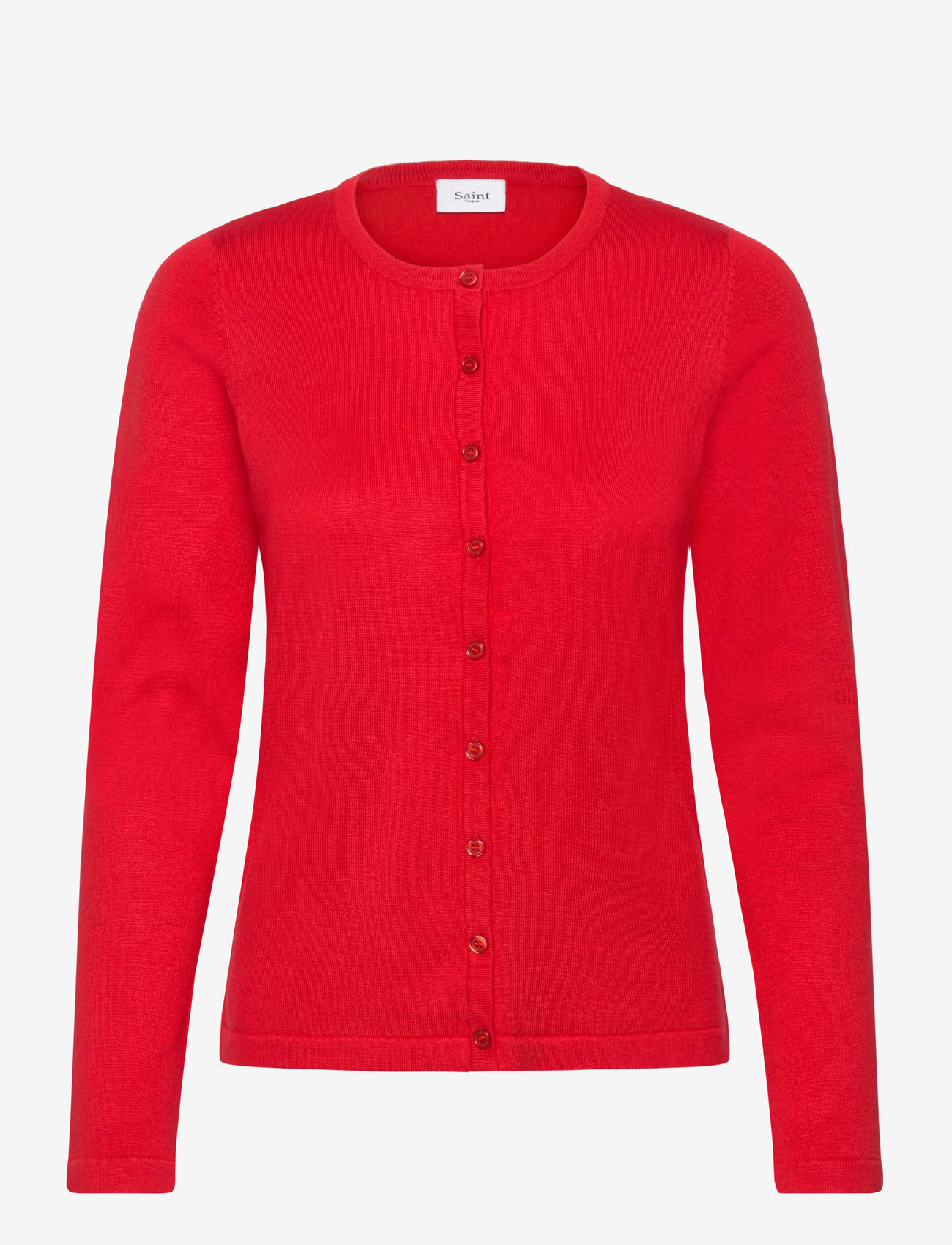 Saint Tropez - A8661, MilaSZ R-Neck Cardigan - cardigans - chinese red - 1