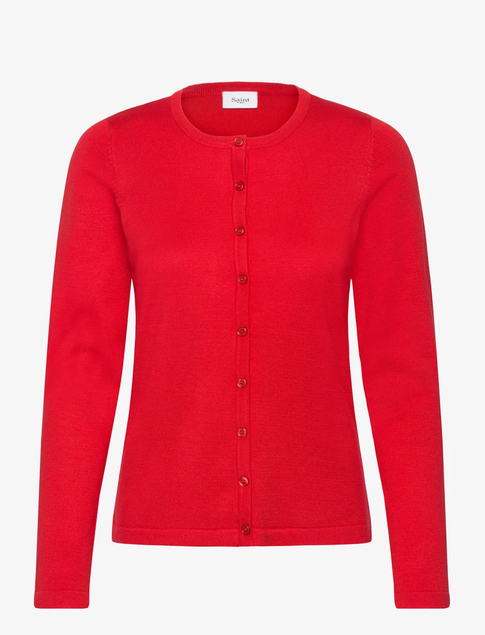 Saint Tropez - A8661, MilaSZ R-Neck Cardigan - cardigans - chinese red - 1