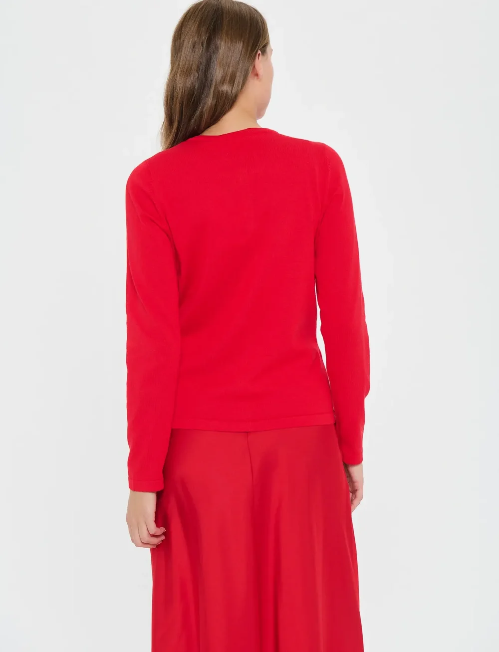 Saint Tropez - A8661, MilaSZ R-Neck Cardigan - cardigans - chinese red - 4