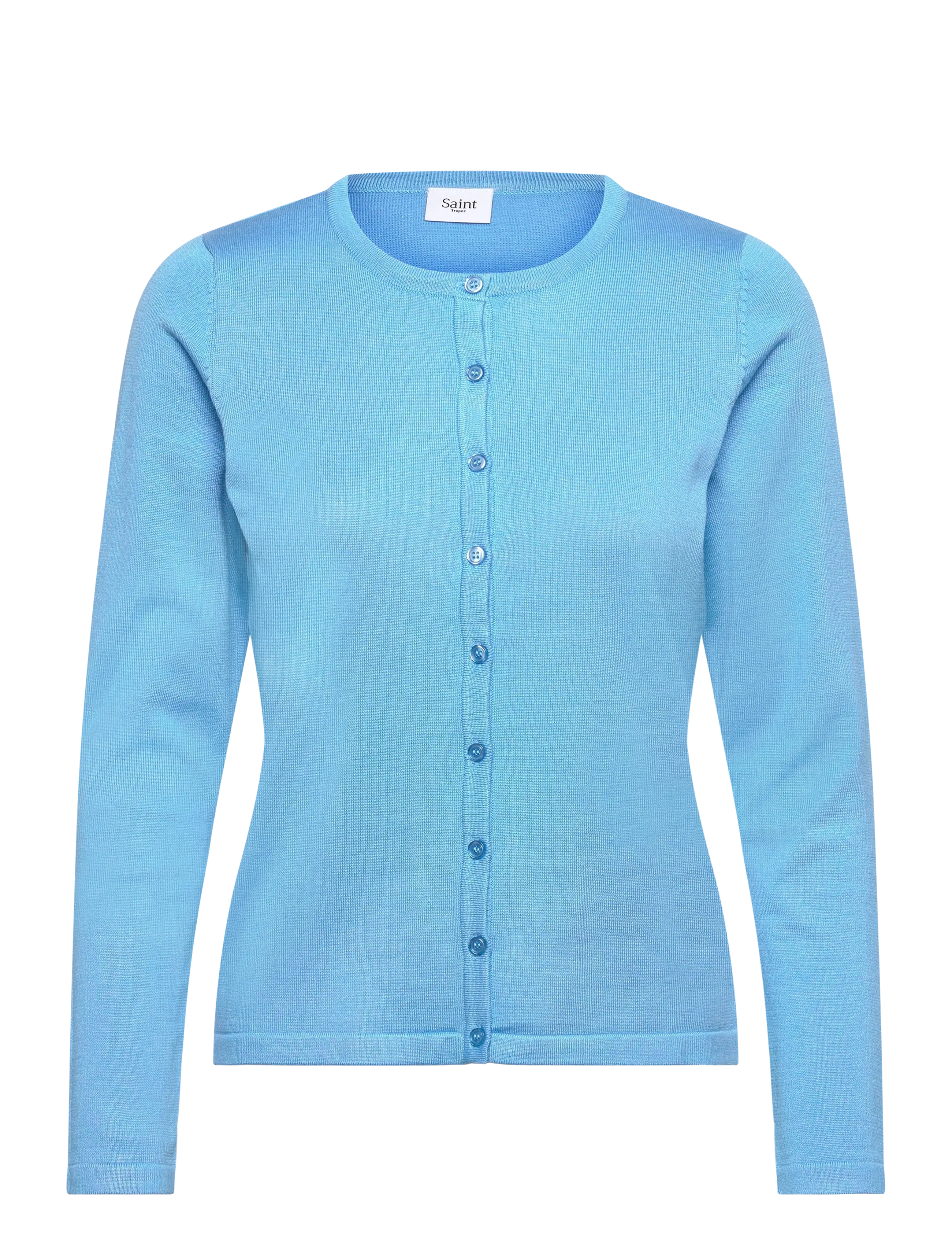 Saint Tropez A8661, MilaSZ R-Neck Cardigan - Strik - ETHEREAL BLUE / blue