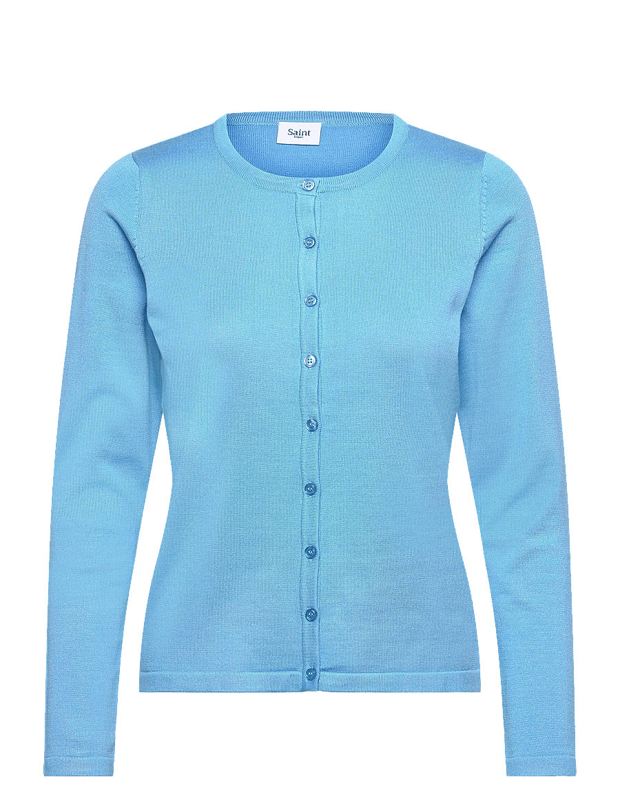 Saint Tropez - A8661, MilaSZ R-Neck Cardigan - strickjacken - ethereal blue - 0