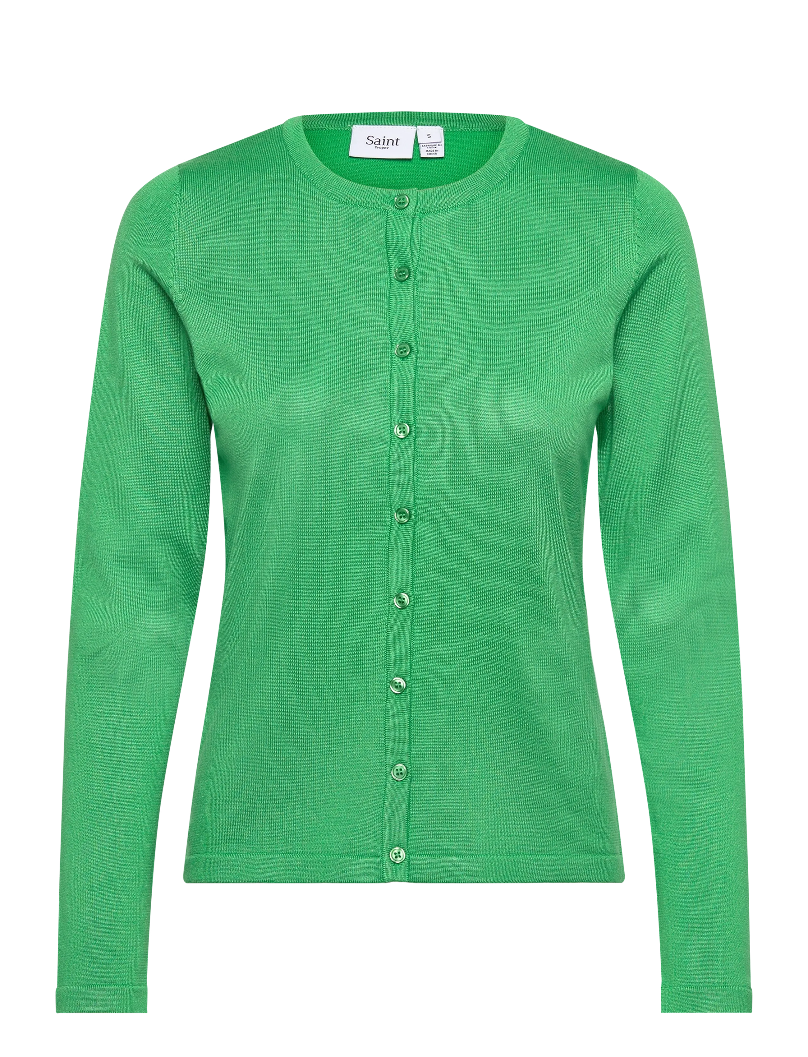 Saint Tropez A8661, MilaSZ R-Neck Cardigan - Cardigans - GREENBRIAR / green