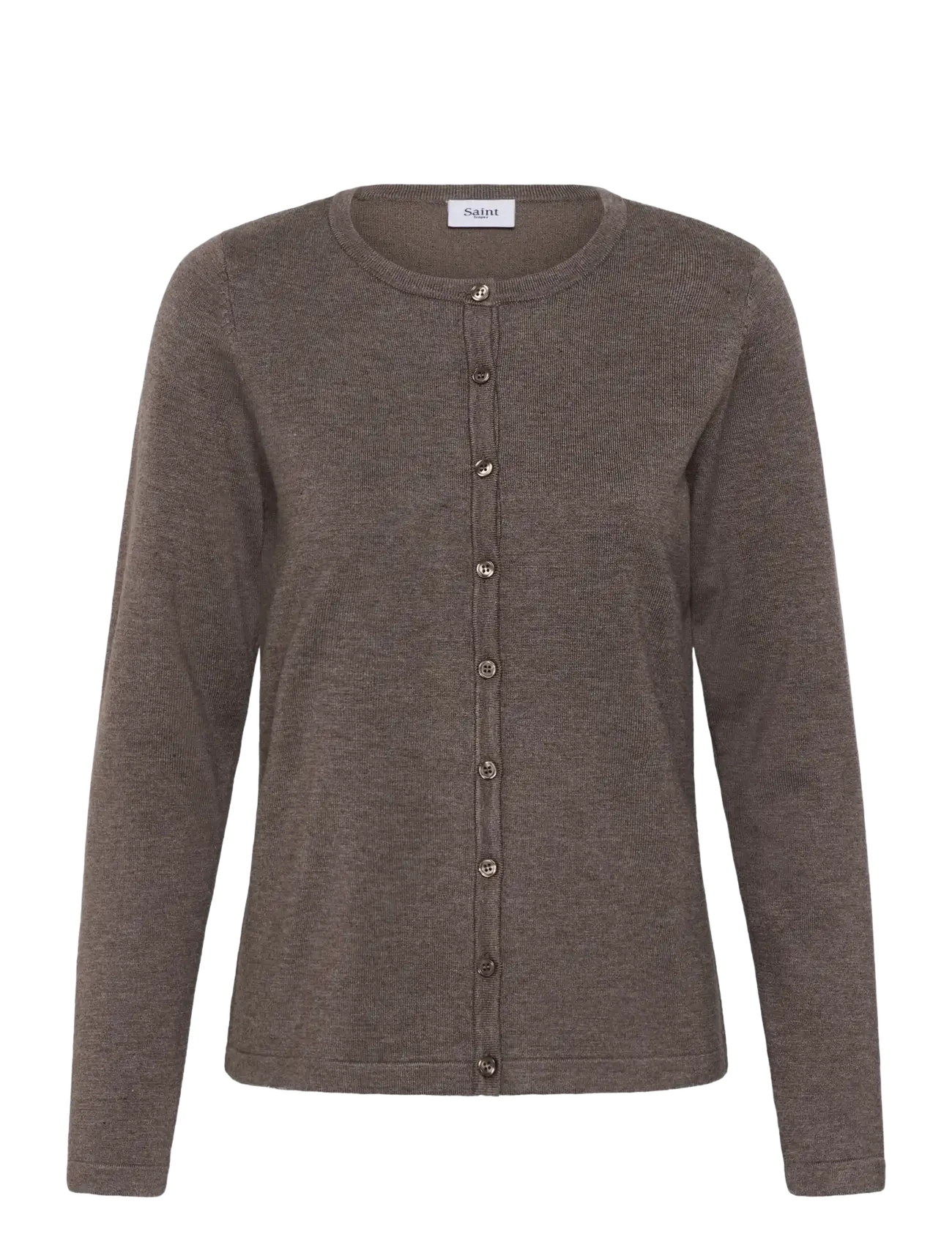 Saint Tropez A8661, MilaSZ R-Neck Cardigan - Kläder - MINK MELANGE / brown
