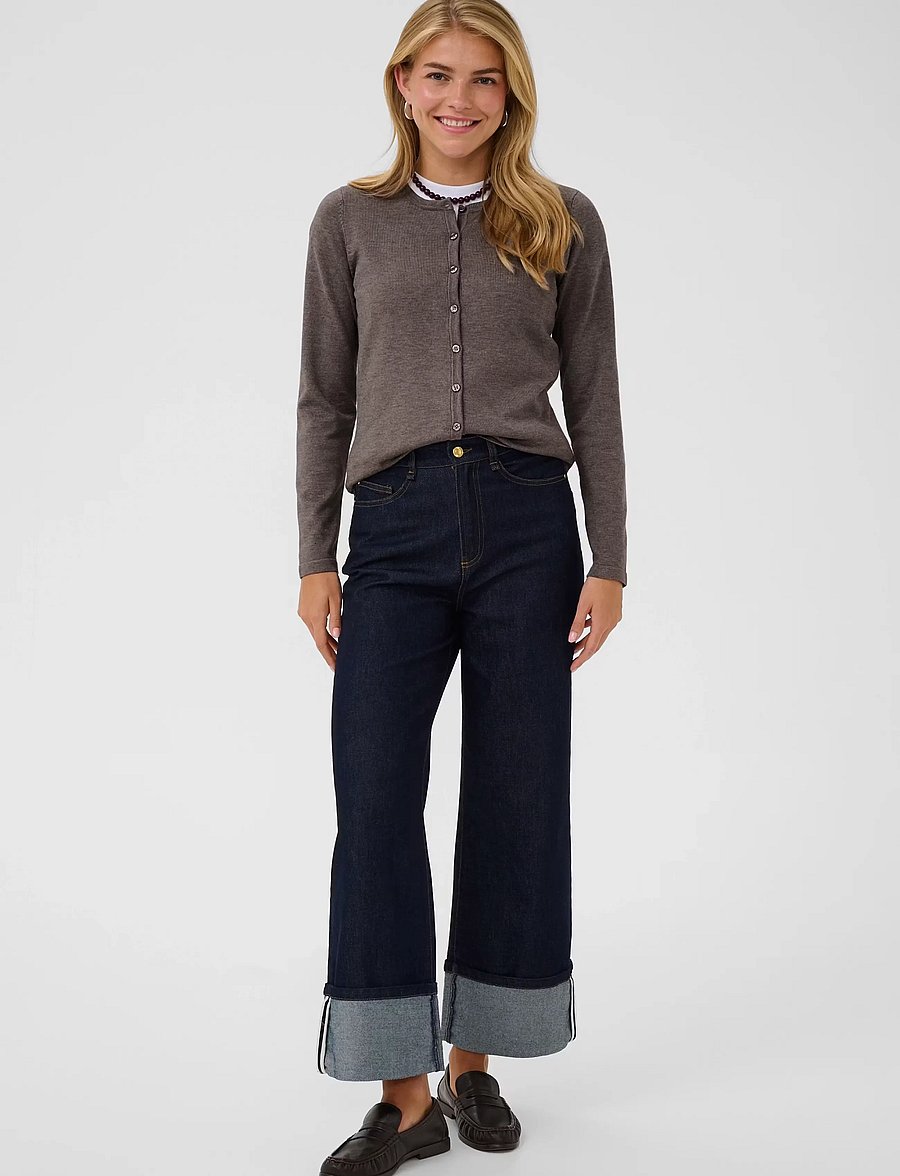 Saint Tropez - A8661, MilaSZ R-Neck Cardigan - cardigans - mink melange - 0