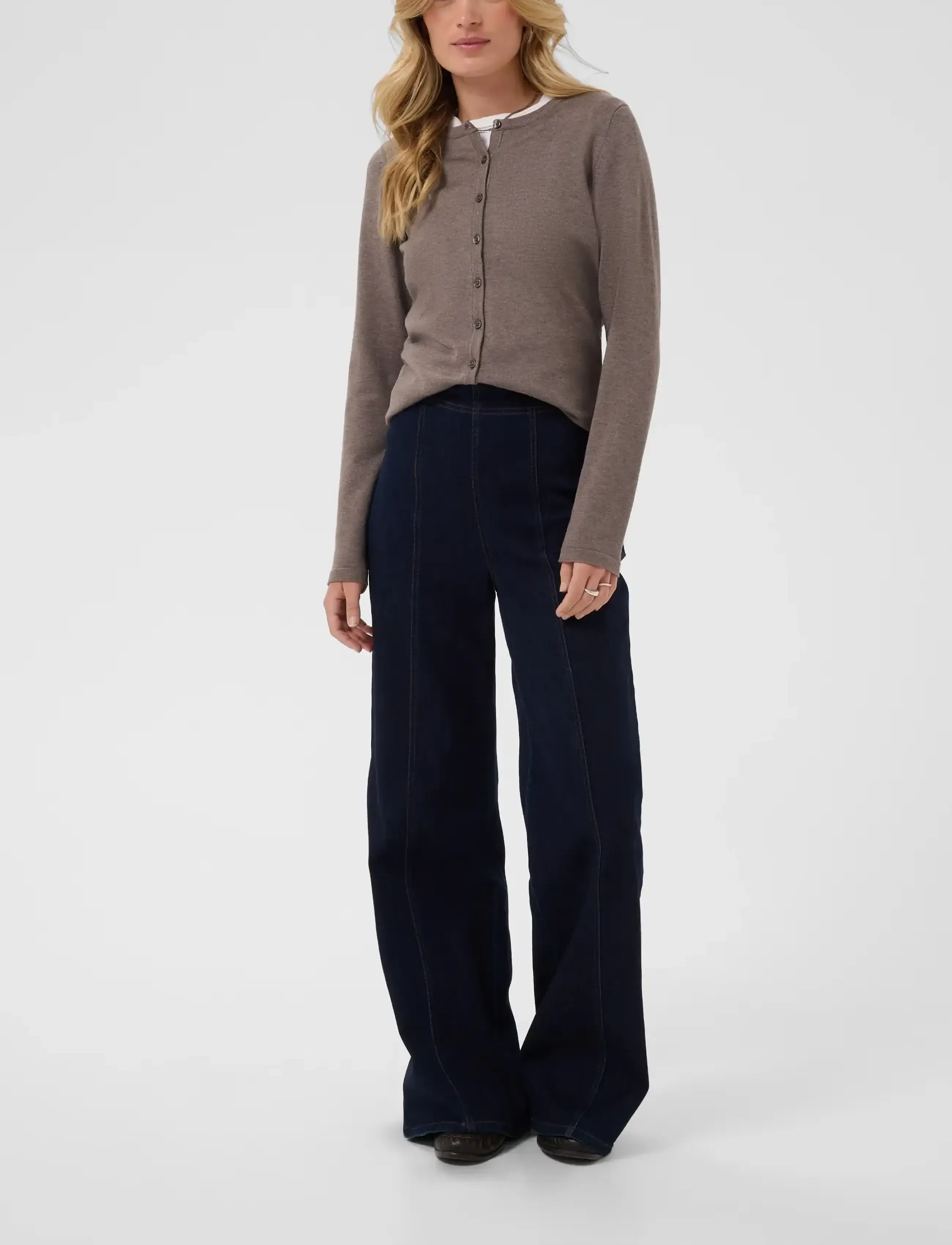 Saint Tropez - A8661, MilaSZ R-Neck Cardigan - koftor - mink melange - 3
