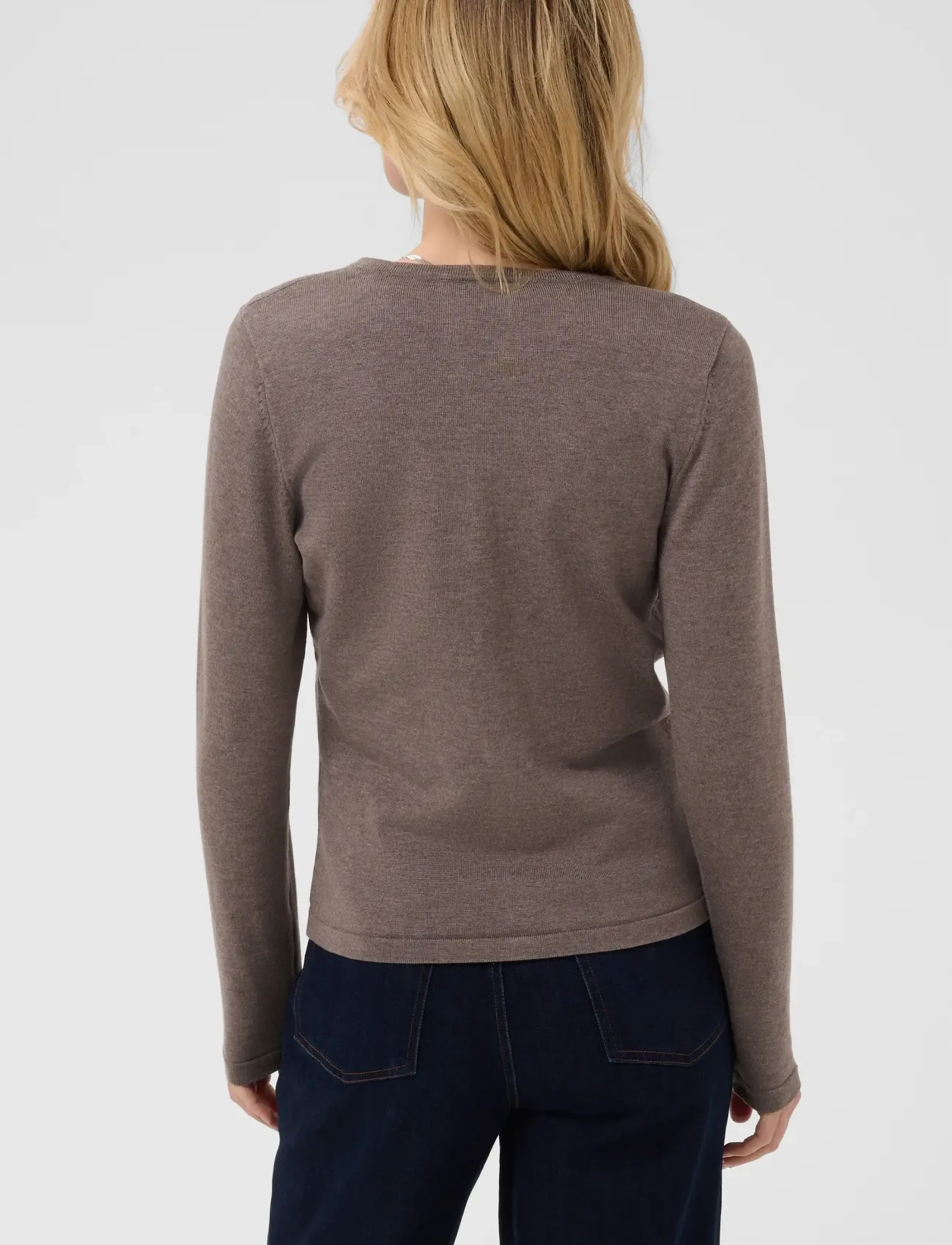 Saint Tropez - A8661, MilaSZ R-Neck Cardigan - koftor - mink melange - 4