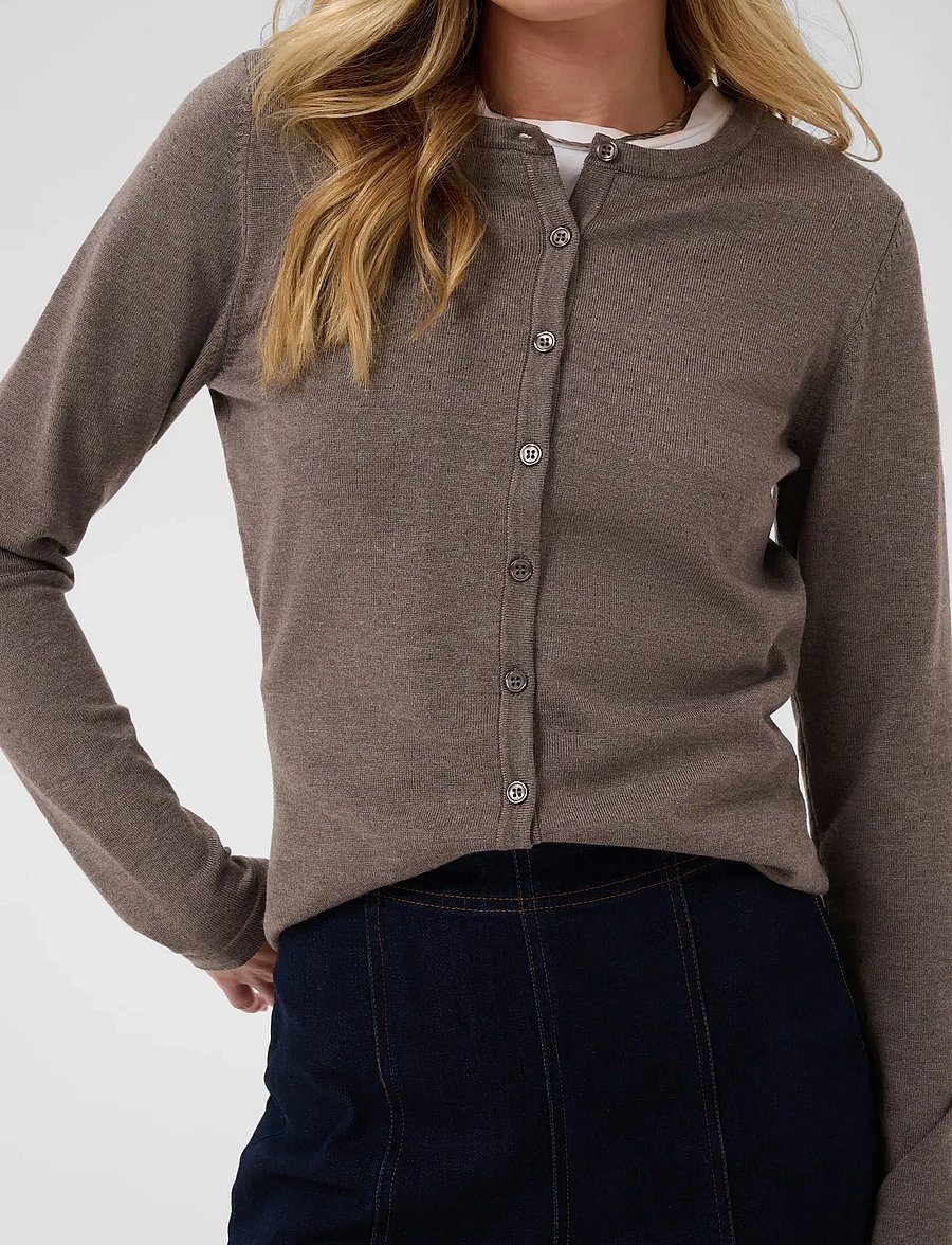 Saint Tropez - A8661, MilaSZ R-Neck Cardigan - cardigans - mink melange - 5