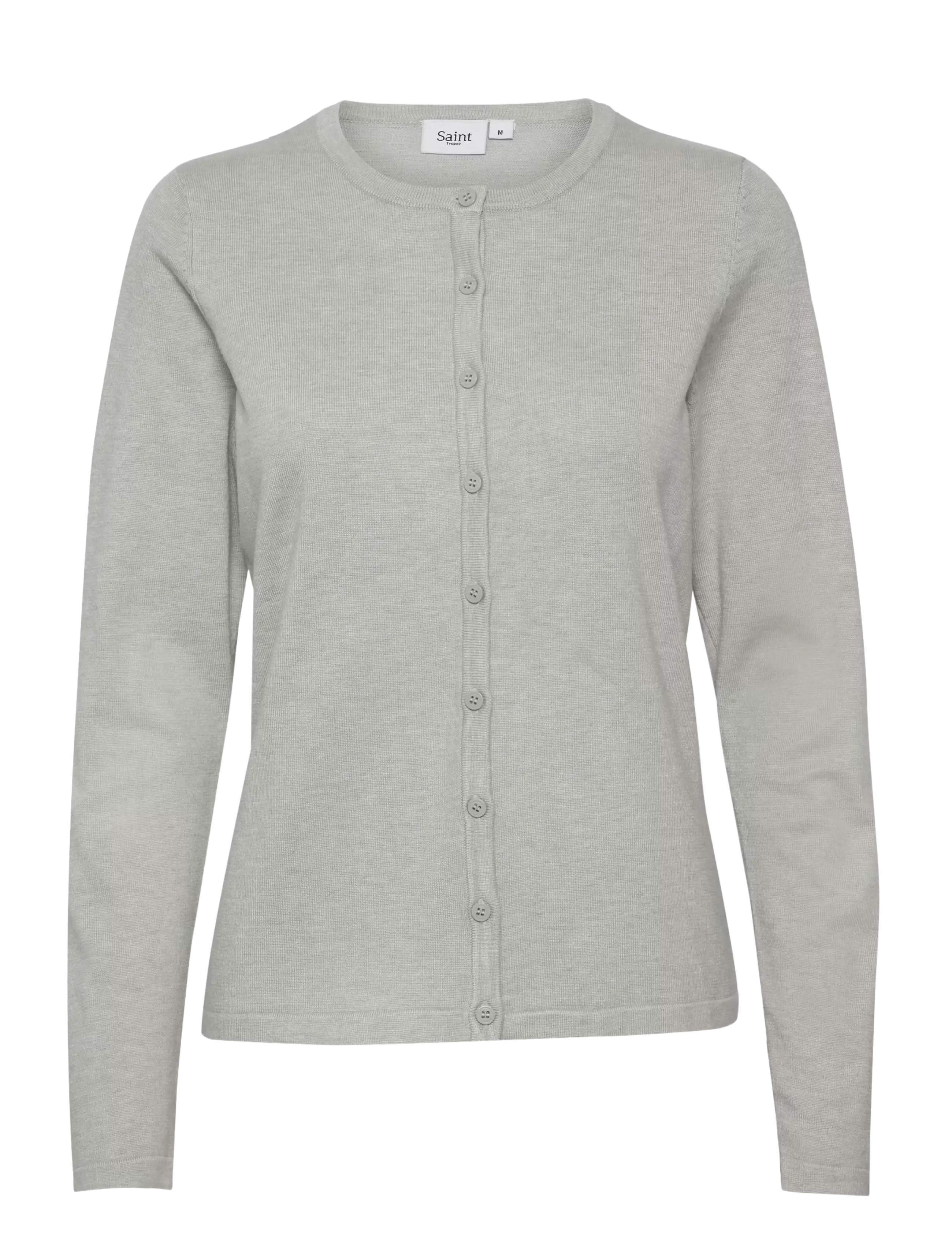 Saint Tropez A8661, MilaSZ R-Neck Cardigan - Strickmode - PEARL GREY MEL / grey