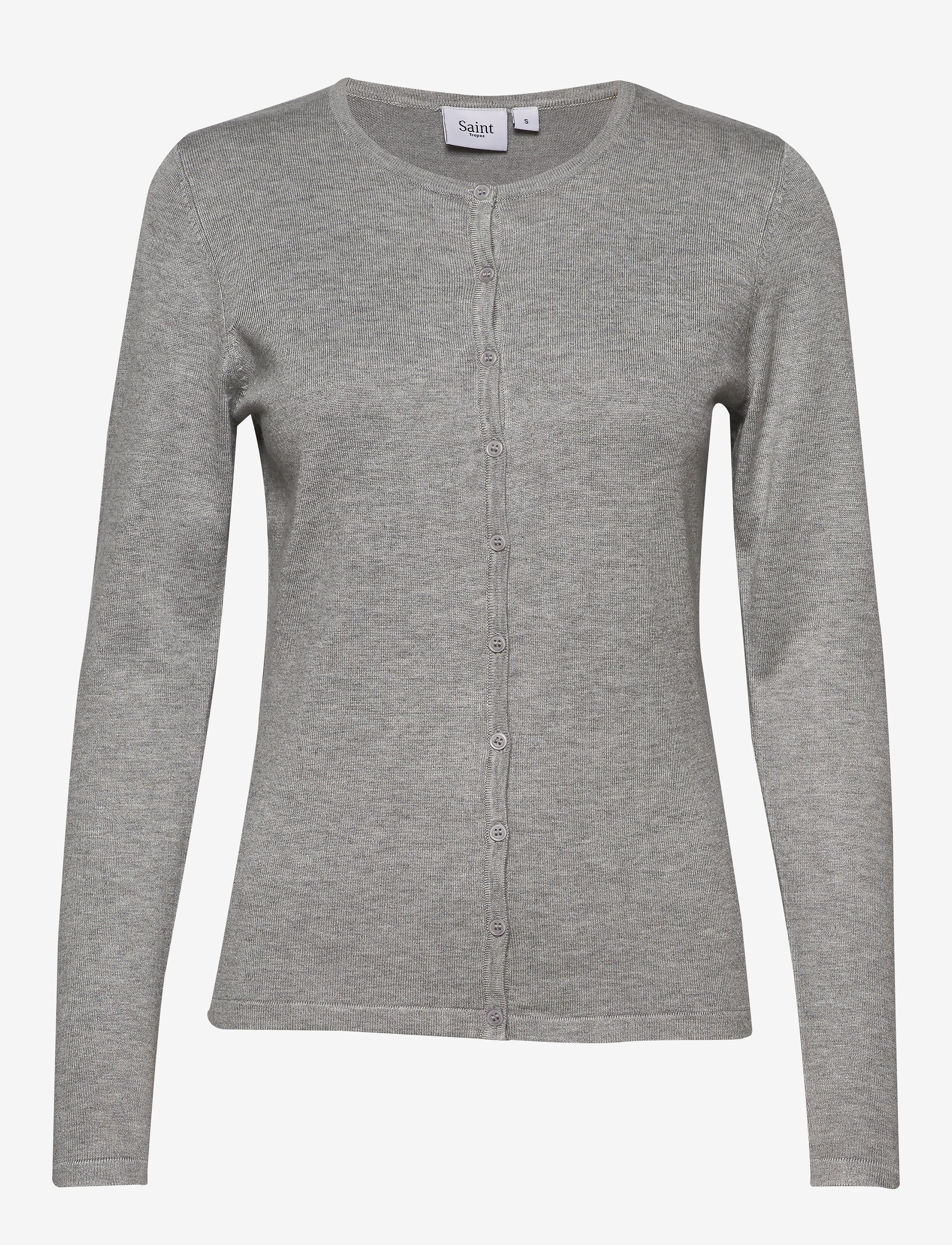 Saint Tropez A8661, MilaSZ R-Neck Cardigan - Saint Tropez - PEARL GREY MEL / grey